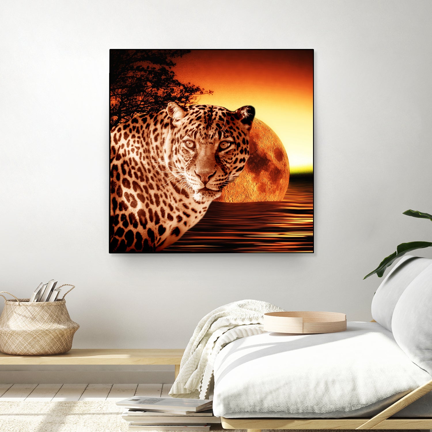 Leopard and Red Moon by Erika Kaisersot on GIANT ART - orange photo illustration