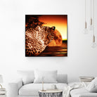 Leopard and Red Moon by Erika Kaisersot on GIANT ART - orange photo illustration