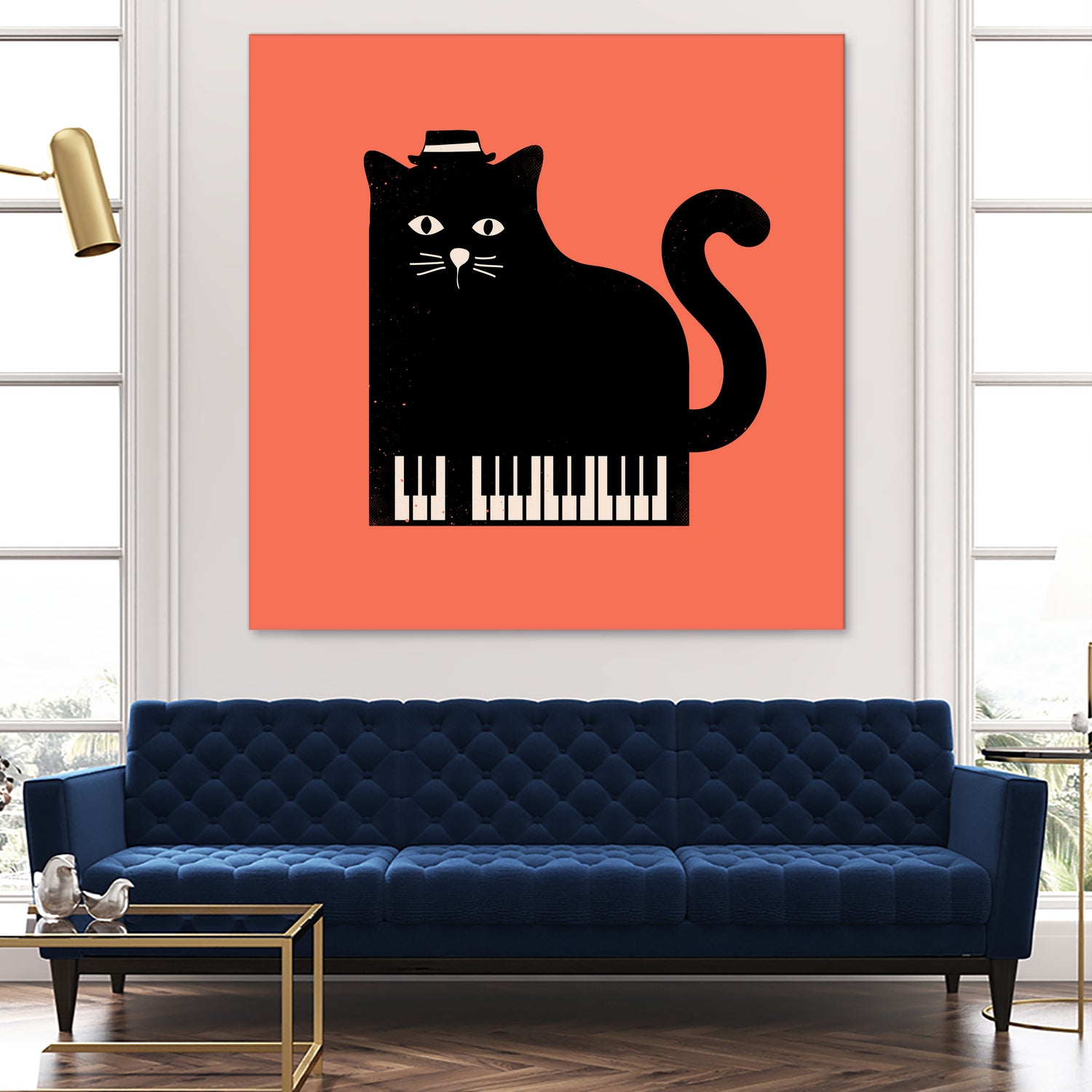 Cool Cat on Piano by Budi Satria Kompoi on GIANT ART - mixed media