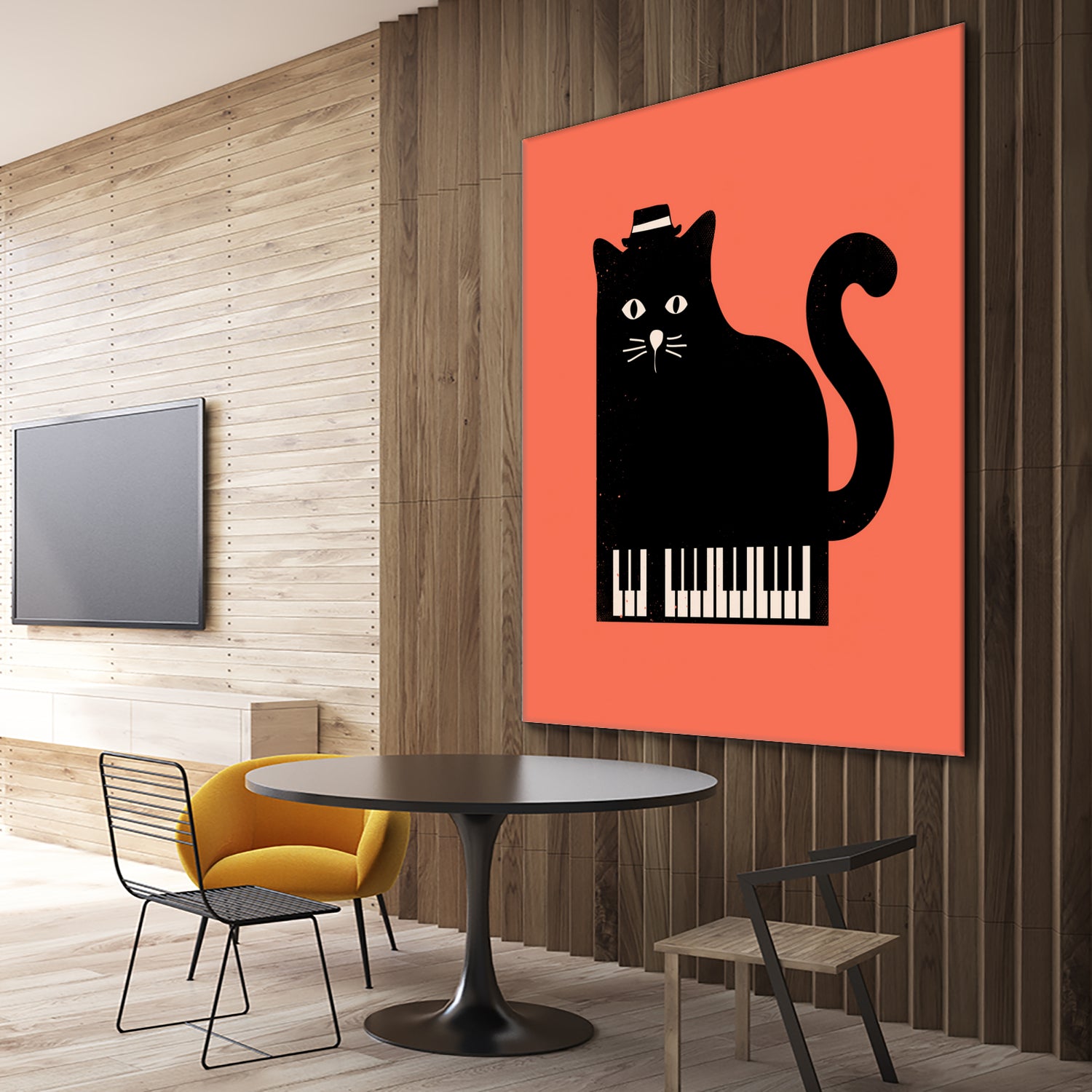 Cool Cat on Piano by Budi Satria Kompoi on GIANT ART - mixed media