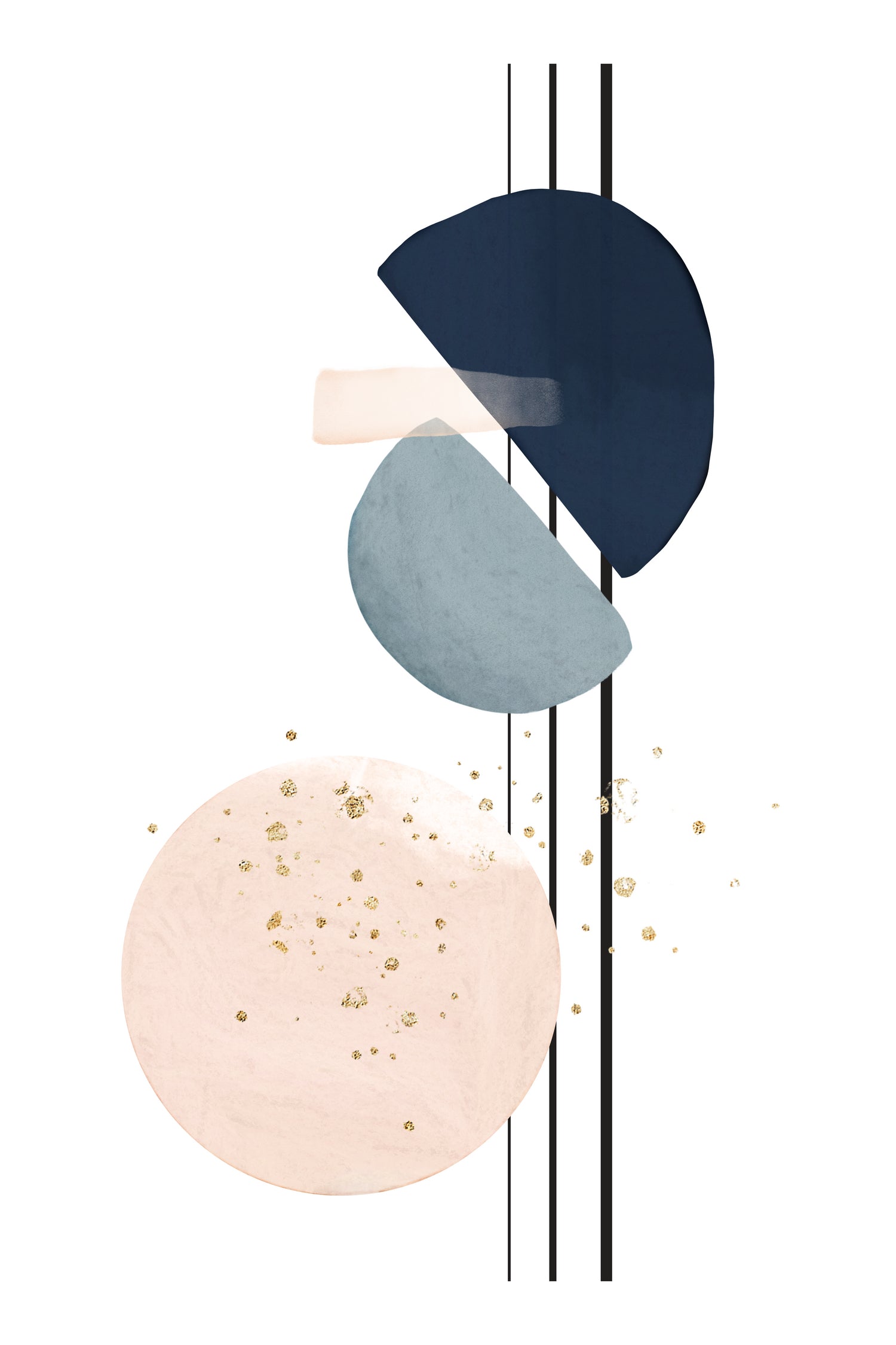 Abstract Study Blush and Navy Blue II by Studio North on GIANT ART - pink digital painting