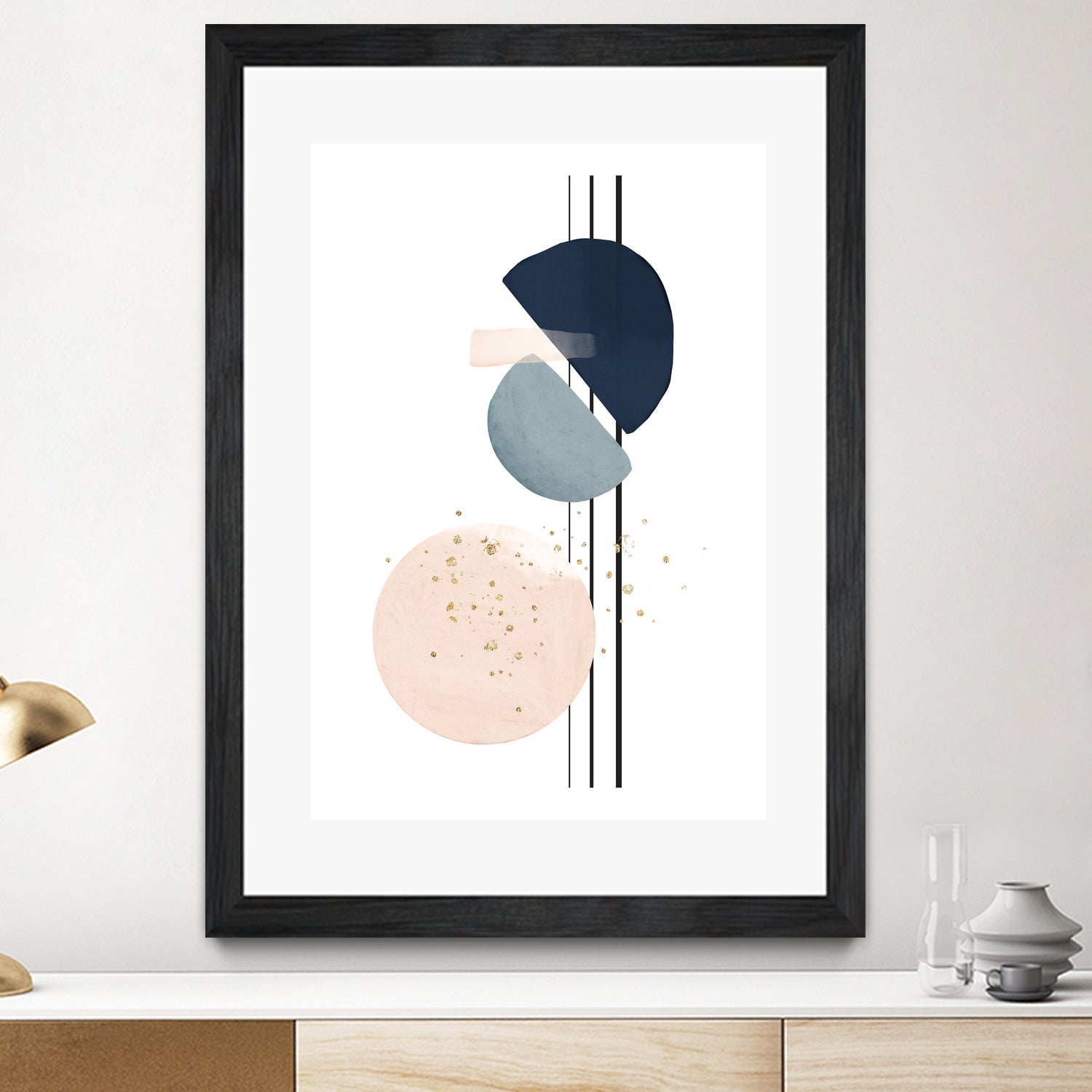 Abstract Study Blush and Navy Blue II by Studio North on GIANT ART - pink digital painting