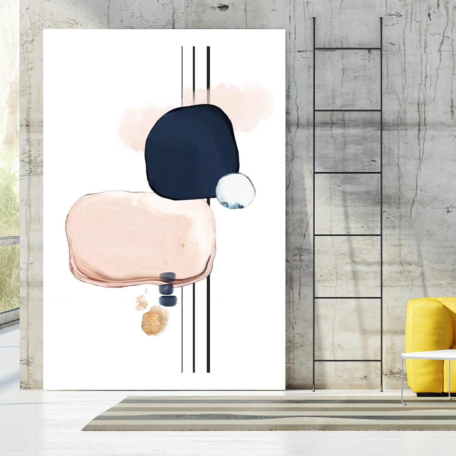 Abstract Study Blush and Navy Blue by Studio North on GIANT ART - pink digital painting