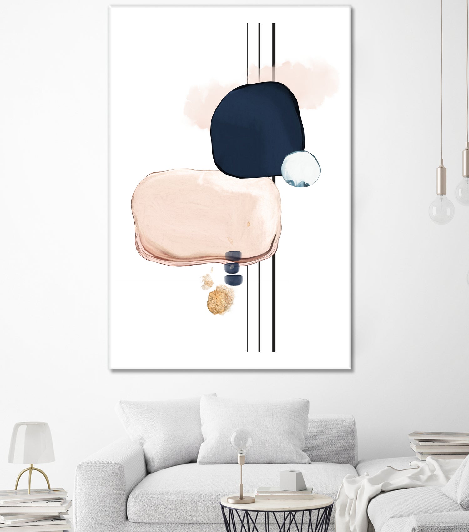 Abstract Study Blush and Navy Blue by Studio North on GIANT ART - pink digital painting