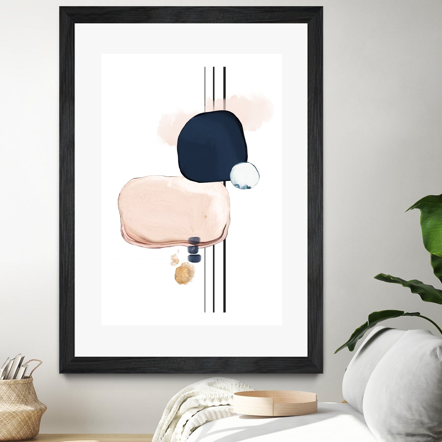 Abstract Study Blush and Navy Blue by Studio North on GIANT ART - pink digital painting