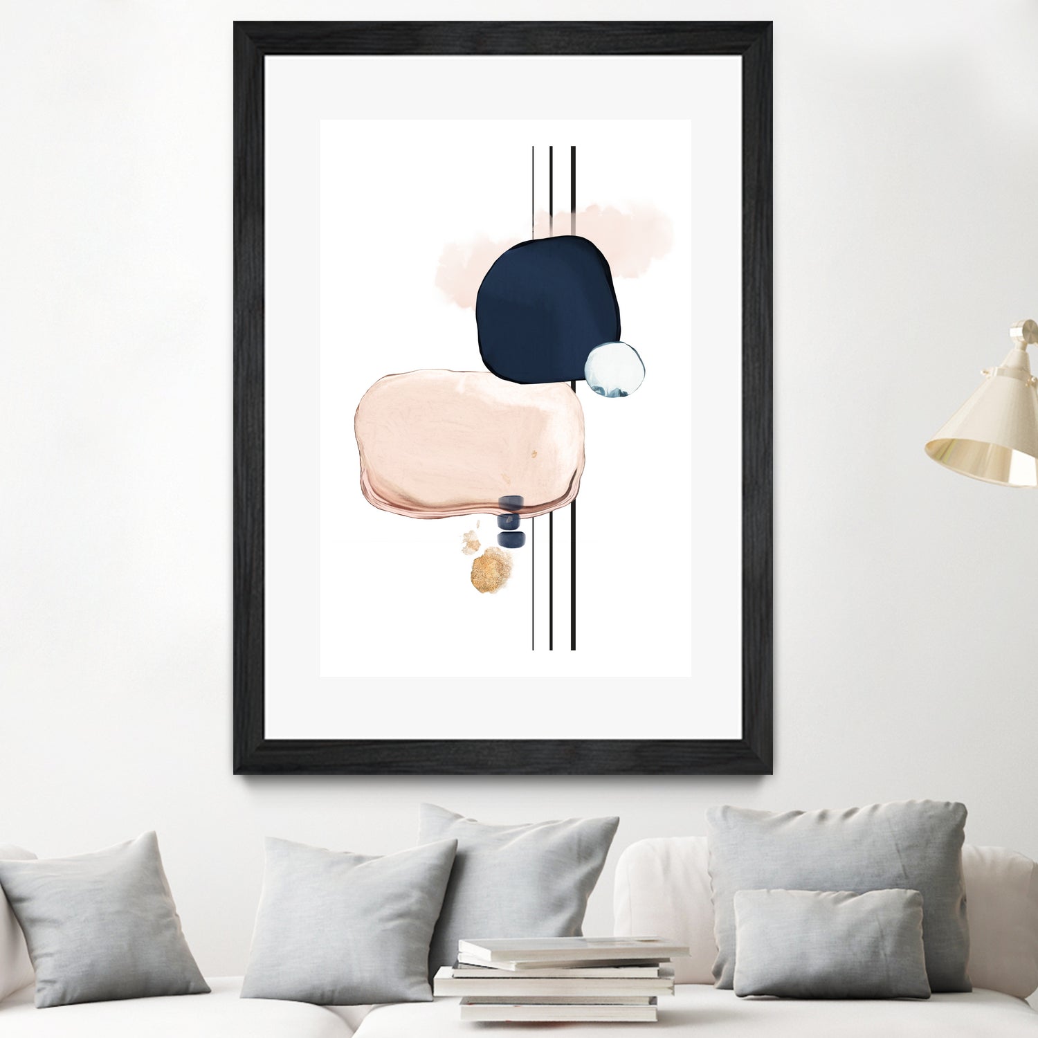 Abstract Study Blush and Navy Blue by Studio North on GIANT ART - pink digital painting