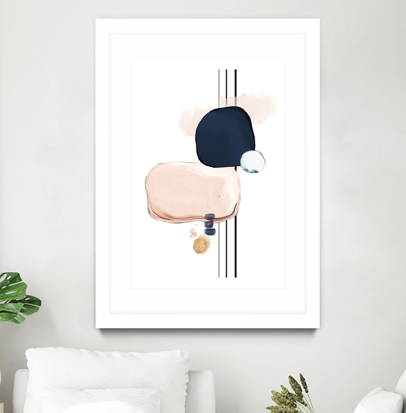 Abstract Study Blush and Navy Blue by Studio North on GIANT ART - pink digital painting