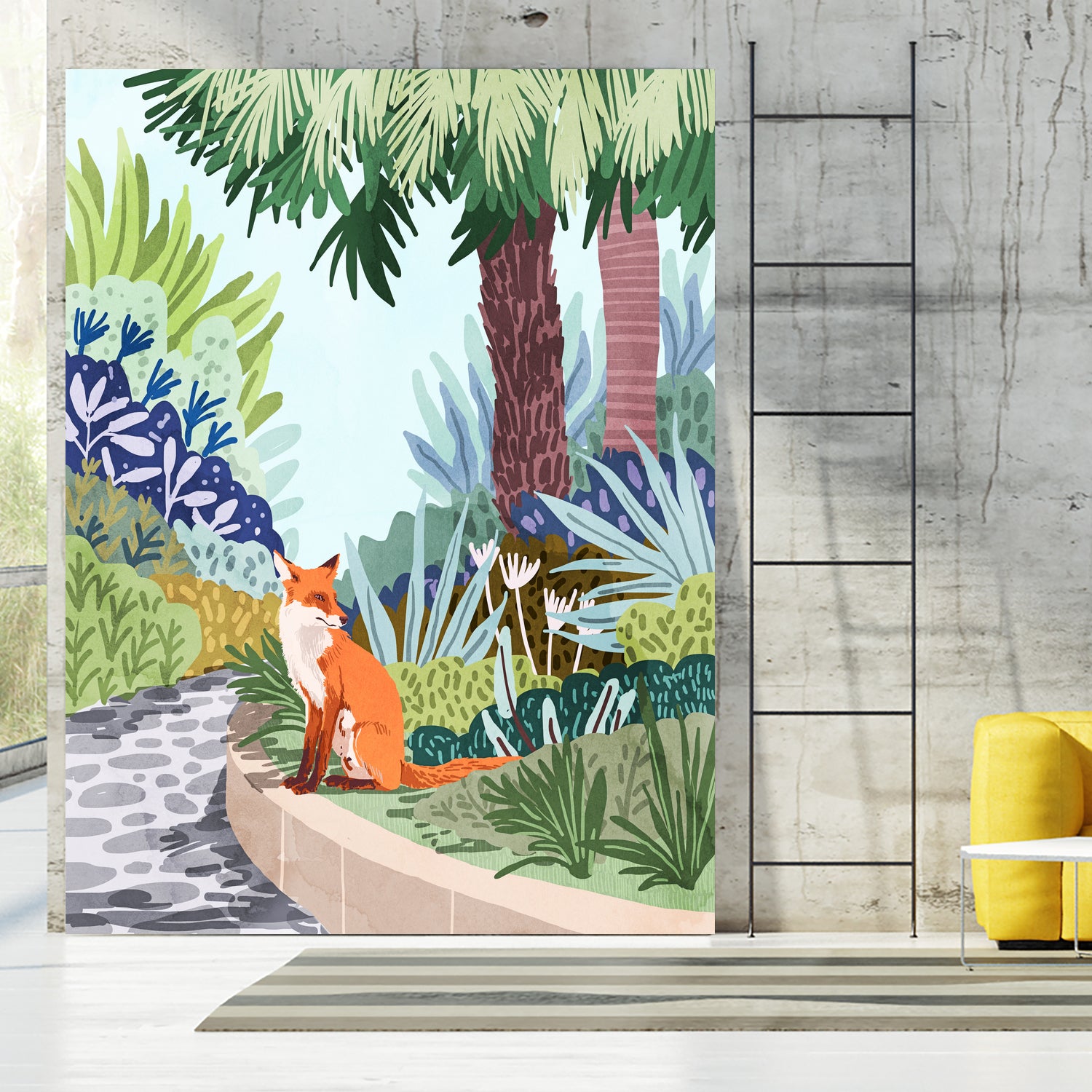 Fox in The Garden | Animals Wildlife Botanical Nature by Uma Gokhale on GIANT ART - orange digital painting