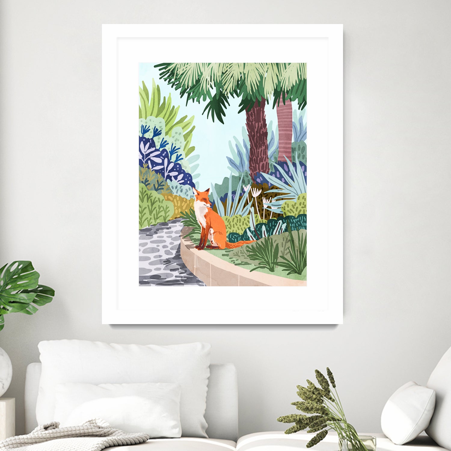 Fox in The Garden | Animals Wildlife Botanical Nature by Uma Gokhale on GIANT ART - orange digital painting