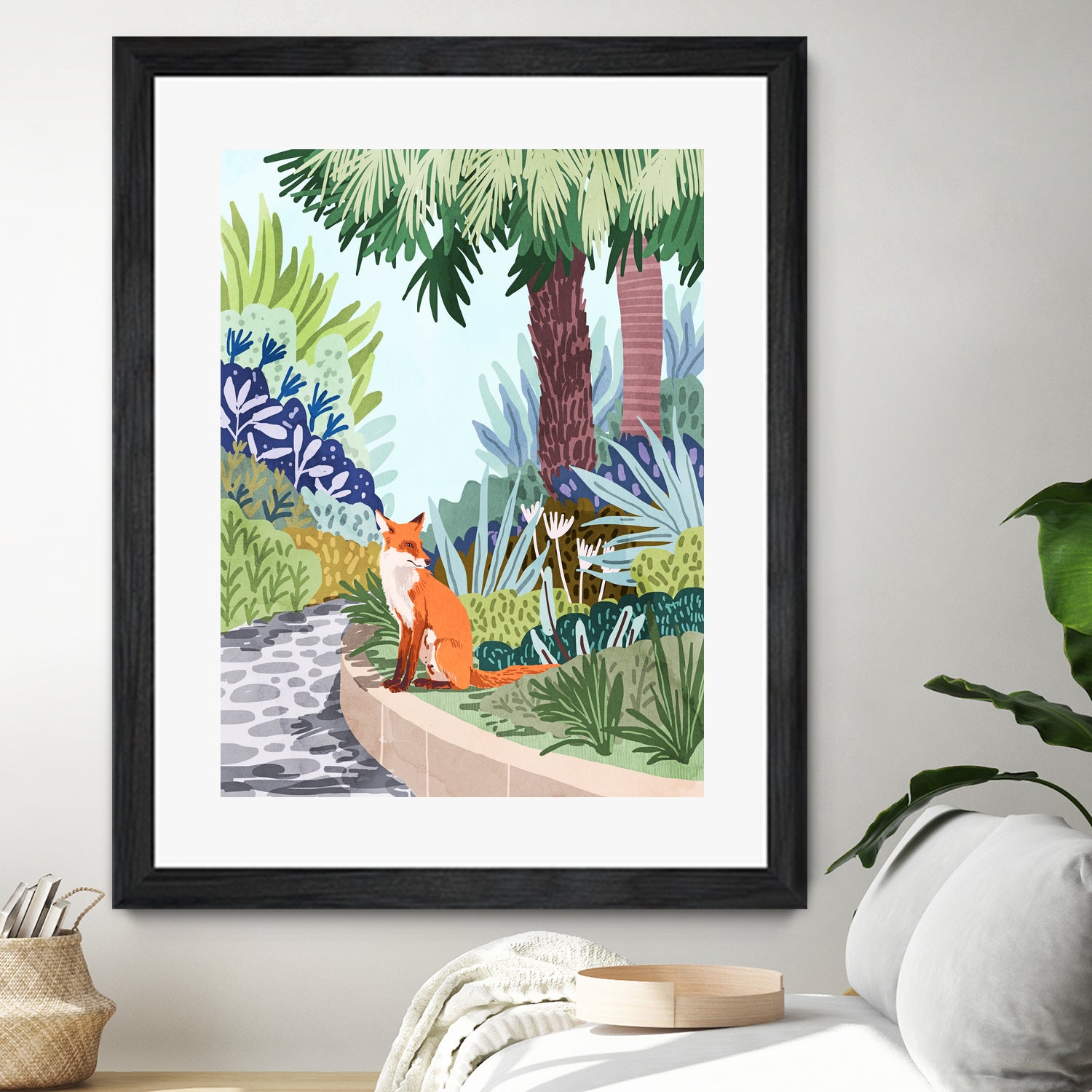 Fox in The Garden | Animals Wildlife Botanical Nature by Uma Gokhale on GIANT ART - orange digital painting