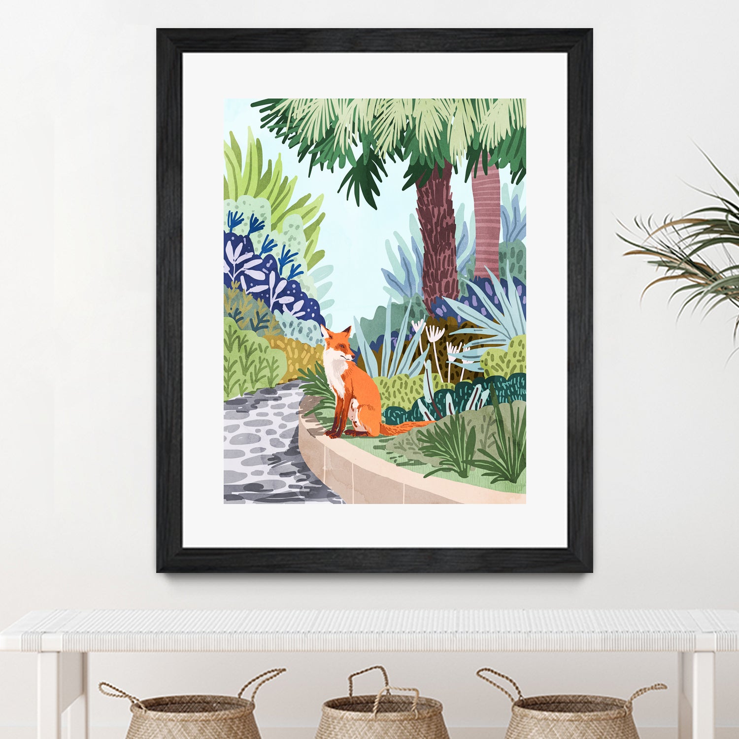 Fox in The Garden | Animals Wildlife Botanical Nature by Uma Gokhale on GIANT ART - orange digital painting