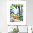 Fox in The Garden | Animals Wildlife Botanical Nature by Uma Gokhale on GIANT ART - orange digital painting