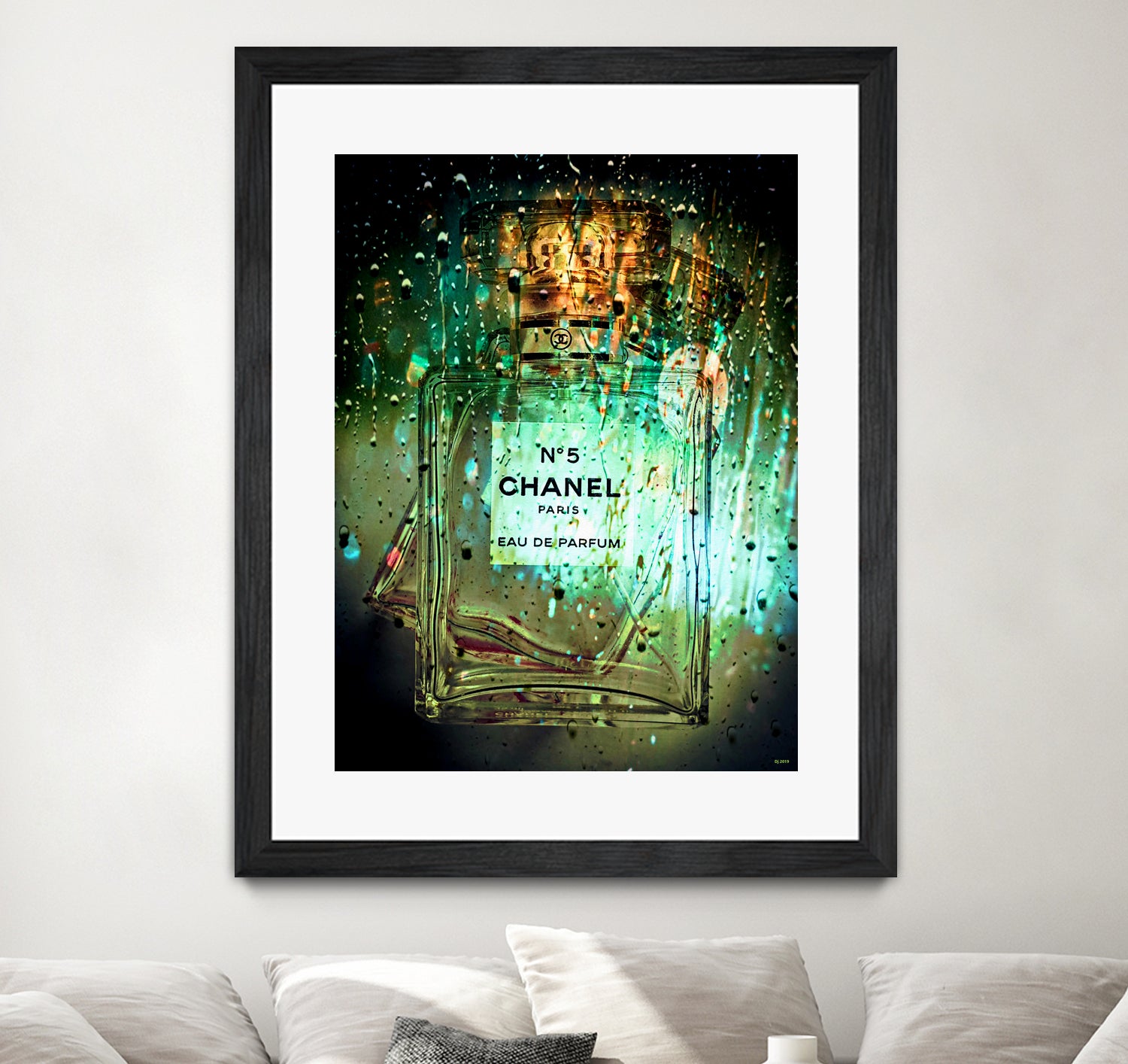 No 5 Water Drops by Daniel Janda on GIANT ART - green mixed media