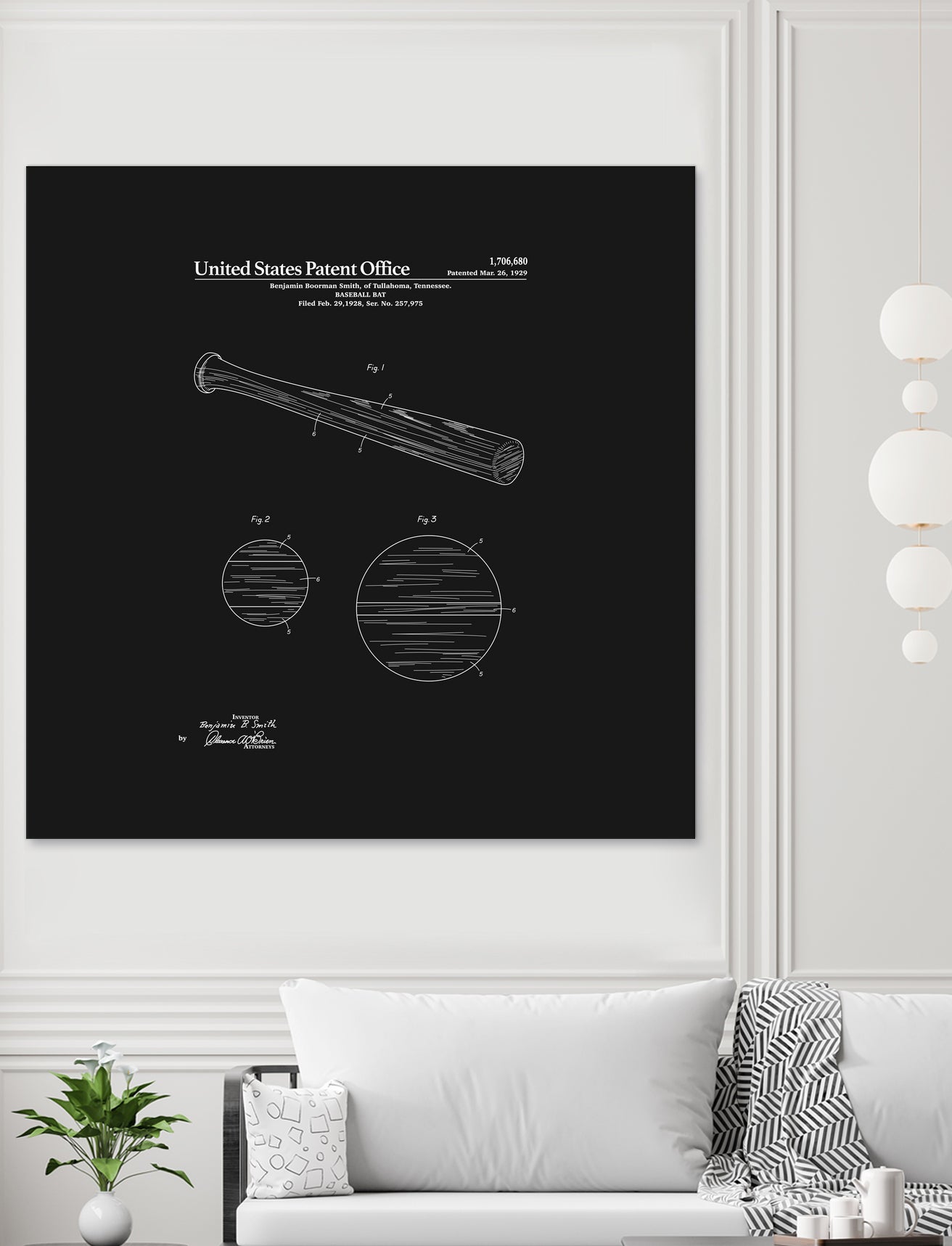 Baseball Bat Patent - Black by Finlay McNevin on GIANT ART - black typography