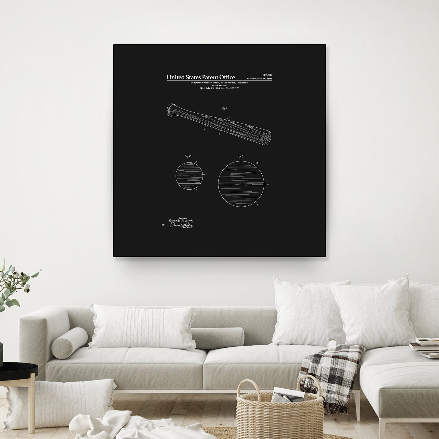 Baseball Bat Patent - Black by Finlay McNevin on GIANT ART - black typography