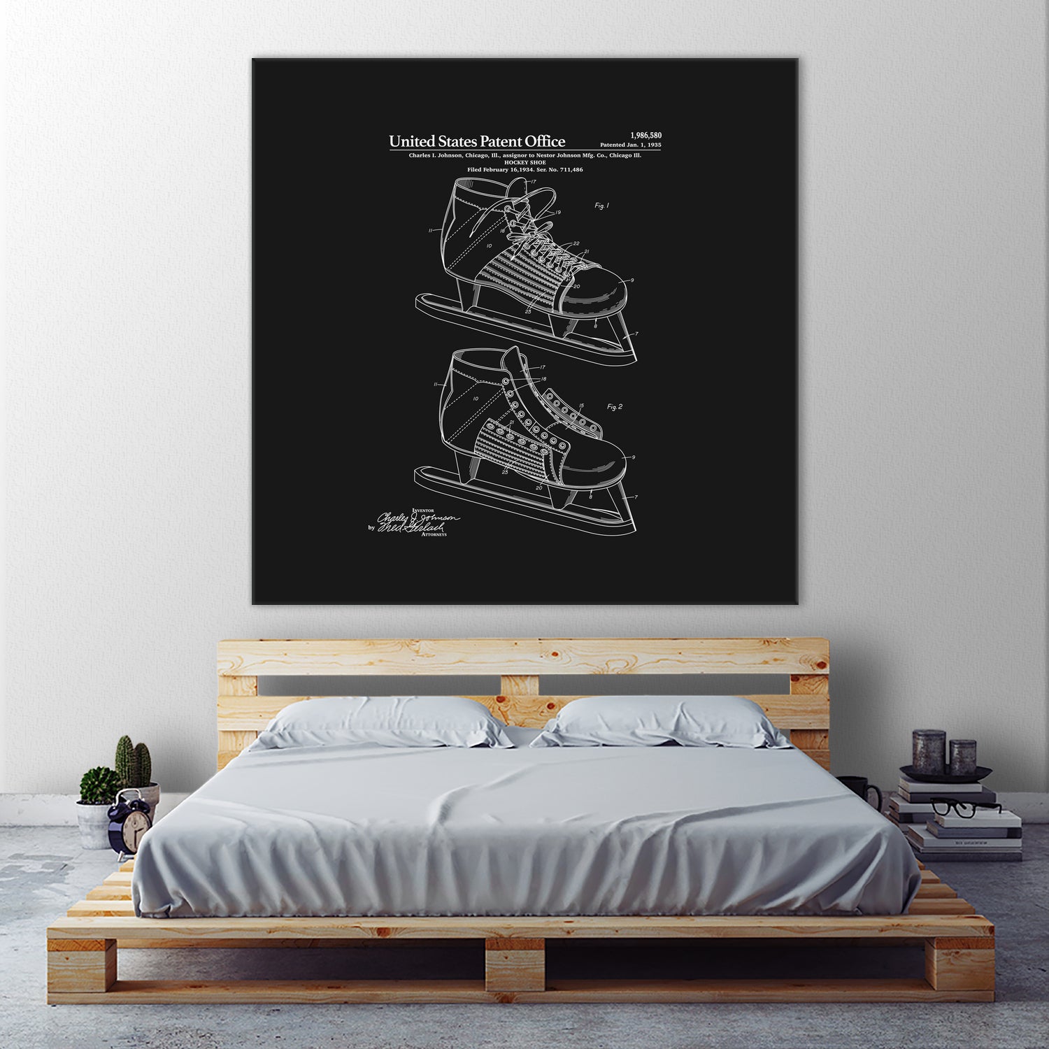 Hockey Skate Patent - Black by Finlay McNevin on GIANT ART - black typography