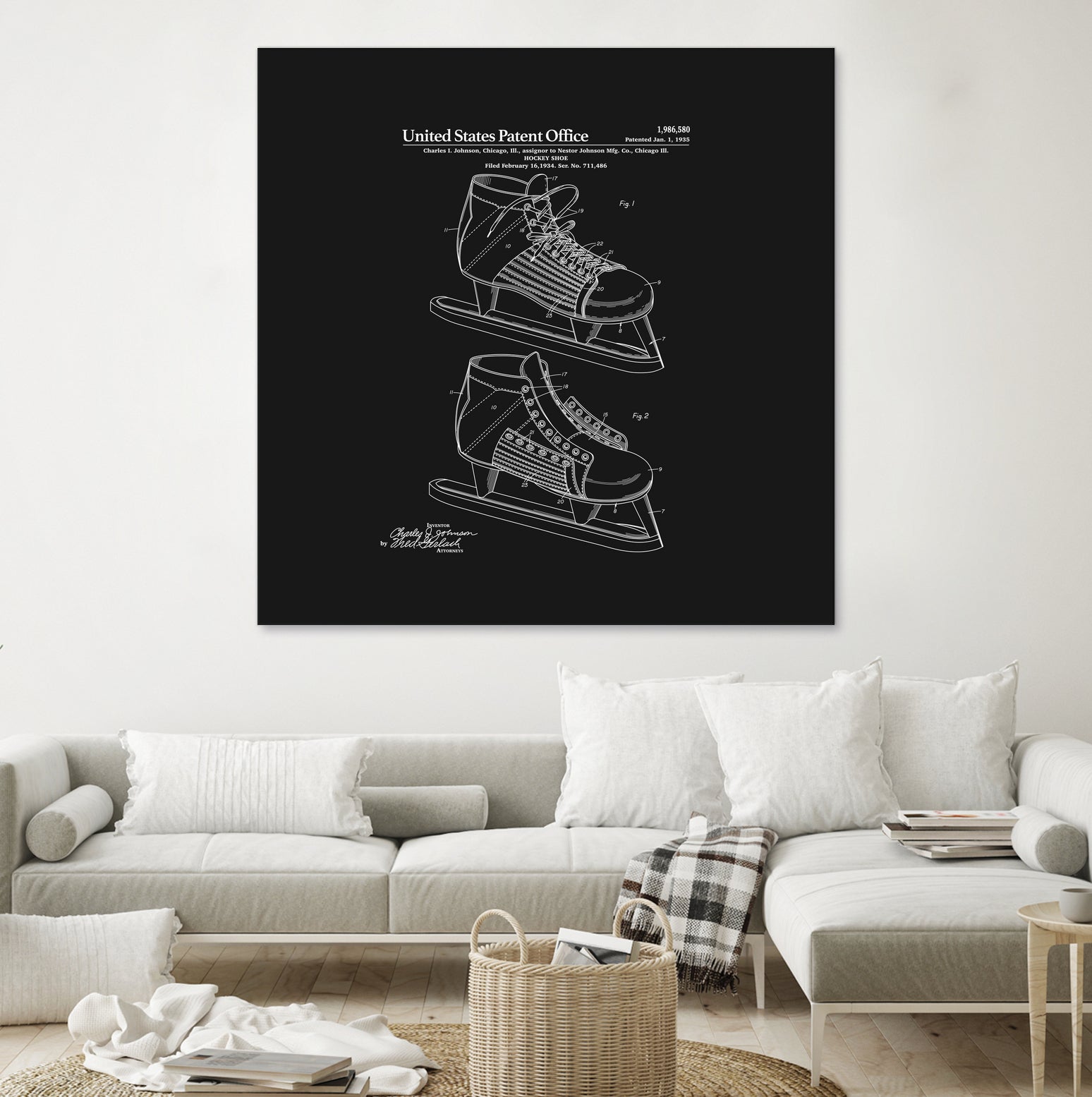 Hockey Skate Patent - Black by Finlay McNevin on GIANT ART - black typography