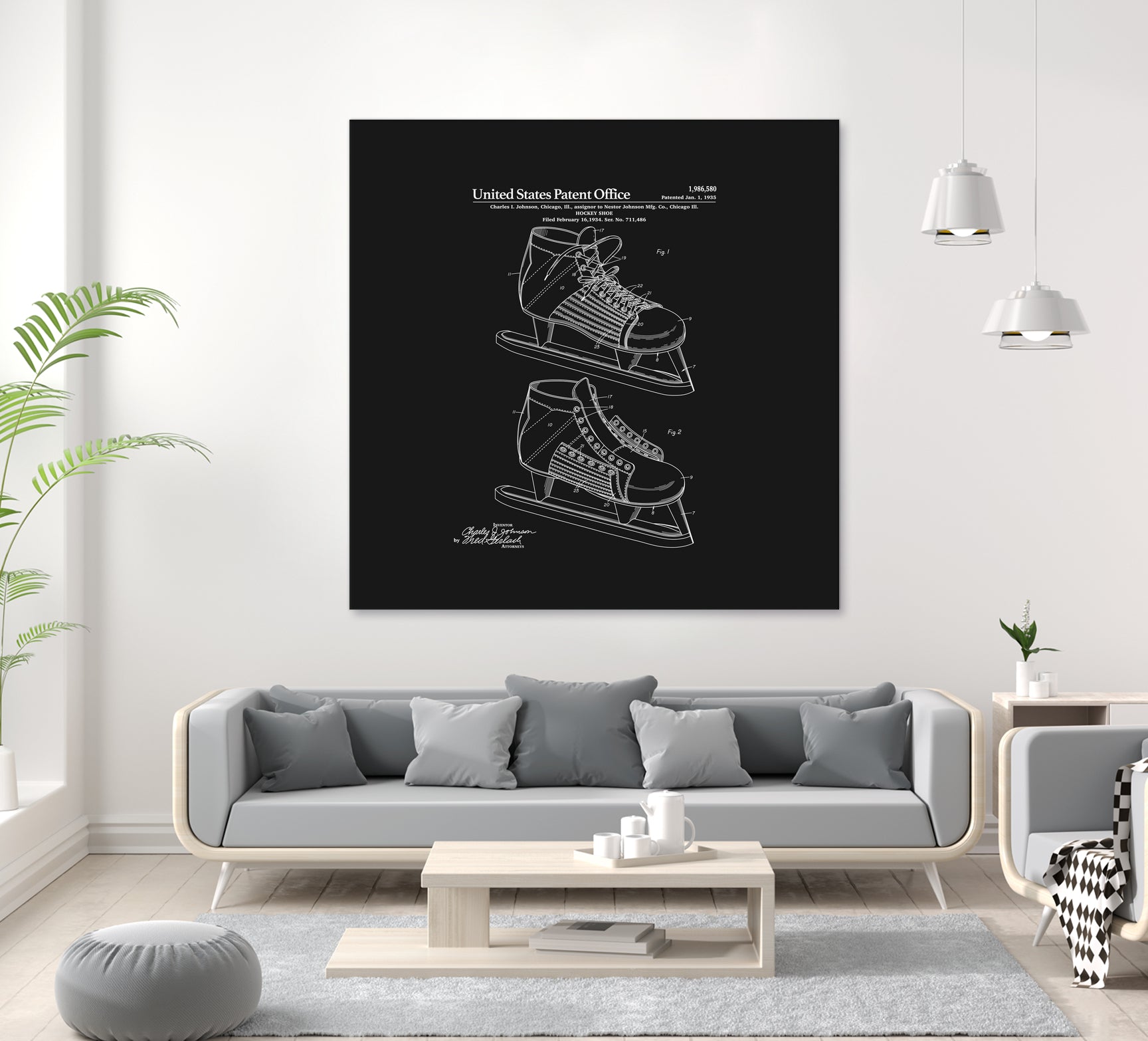 Hockey Skate Patent - Black by Finlay McNevin on GIANT ART - black typography