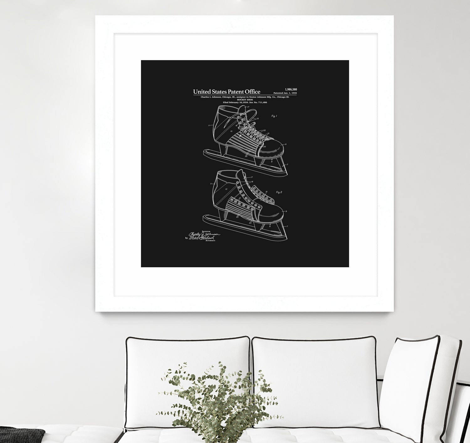 Hockey Skate Patent - Black by Finlay McNevin on GIANT ART - black typography