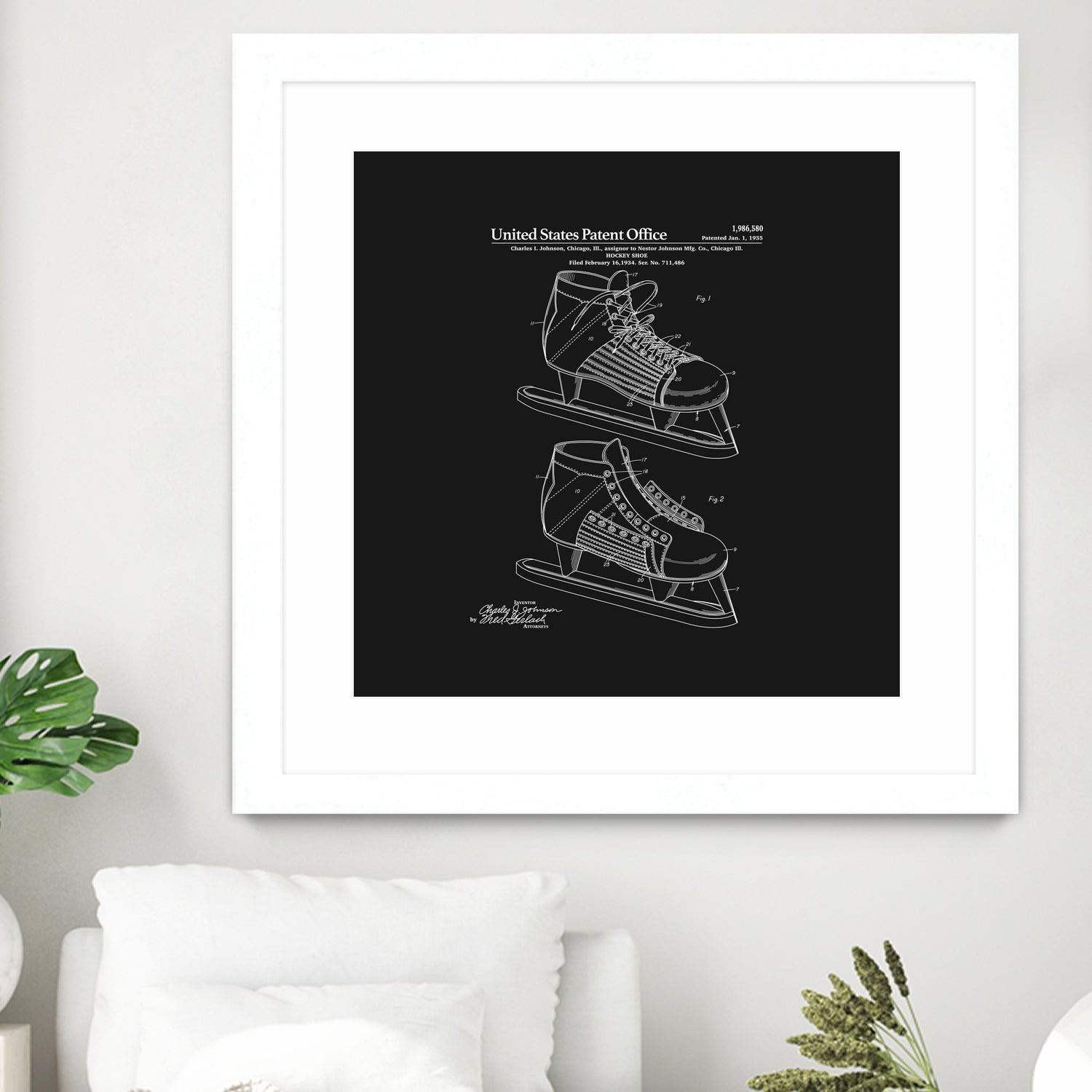 Hockey Skate Patent - Black by Finlay McNevin on GIANT ART - black typography