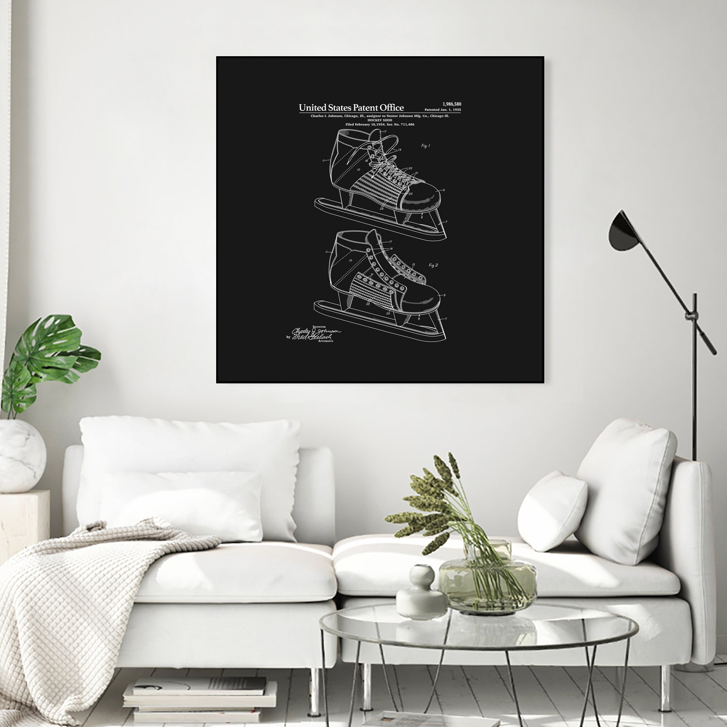 Hockey Skate Patent - Black by Finlay McNevin on GIANT ART - black typography