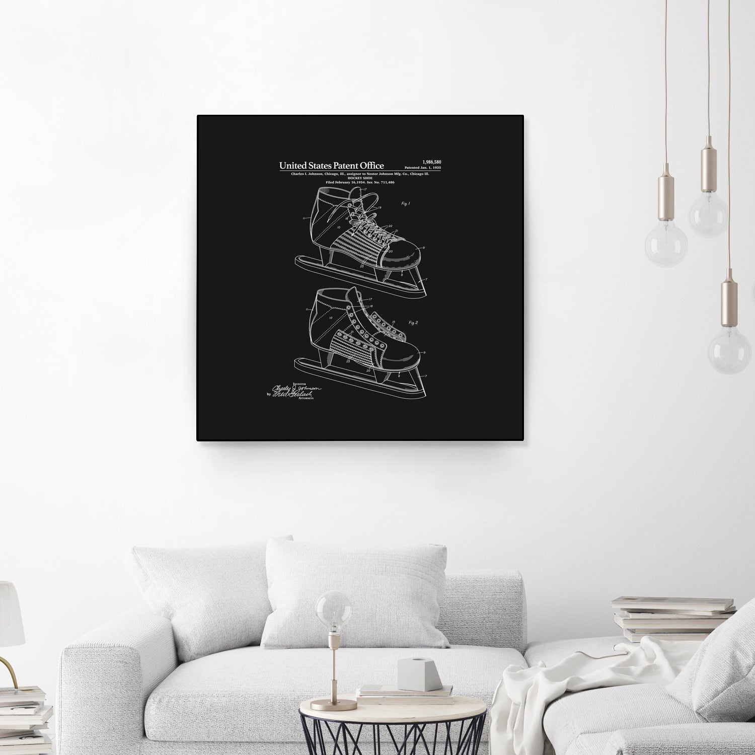 Hockey Skate Patent - Black by Finlay McNevin on GIANT ART - black typography