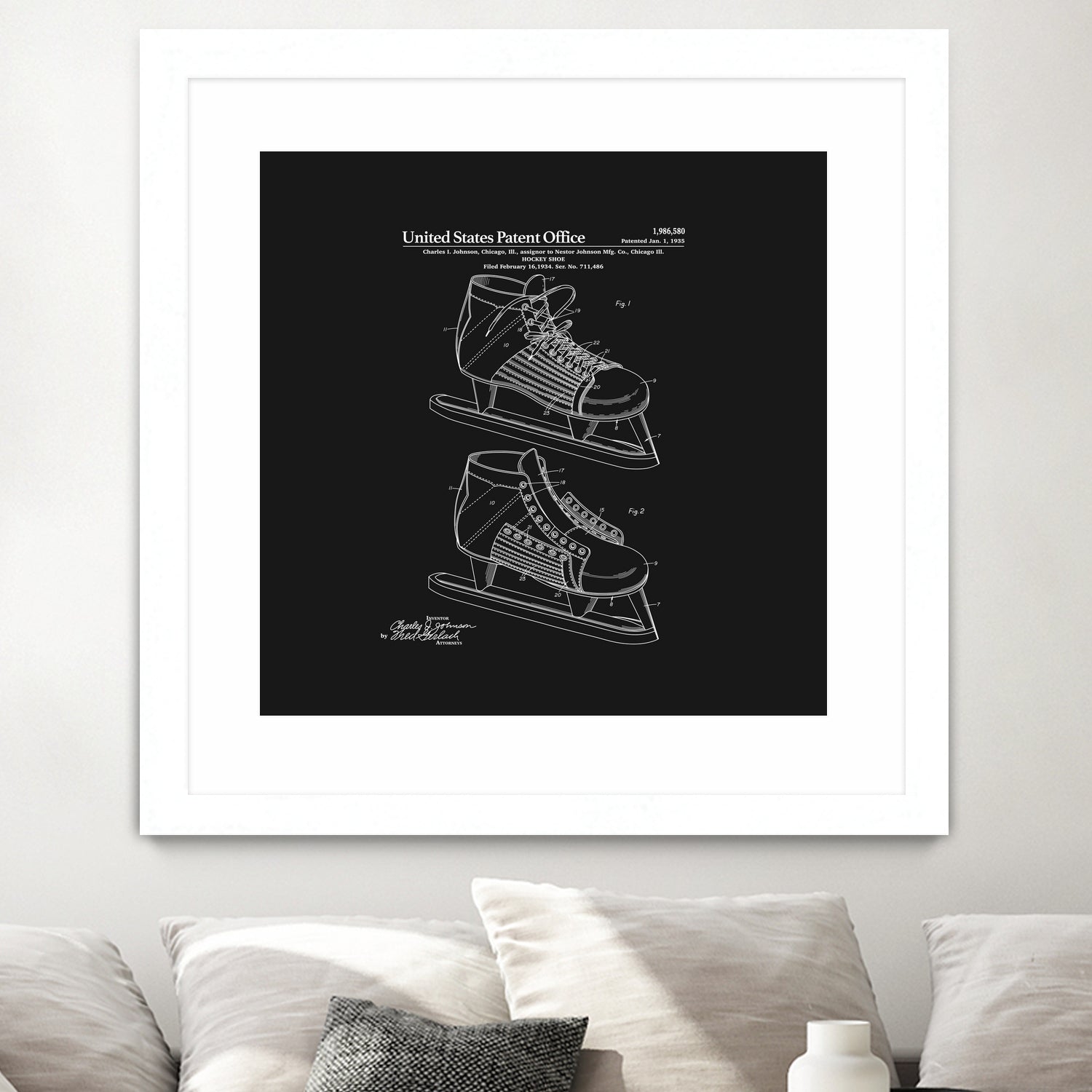 Hockey Skate Patent - Black by Finlay McNevin on GIANT ART - black typography