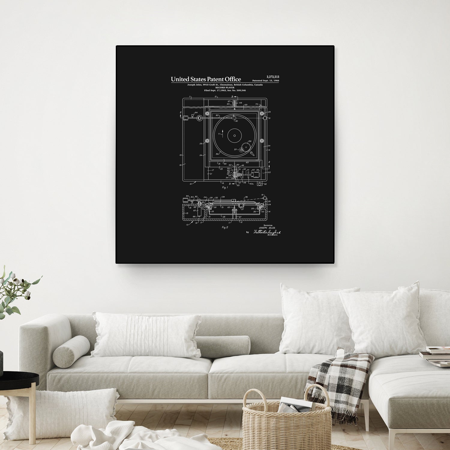 Record Player Patent - Black by Finlay McNevin on GIANT ART - black typography