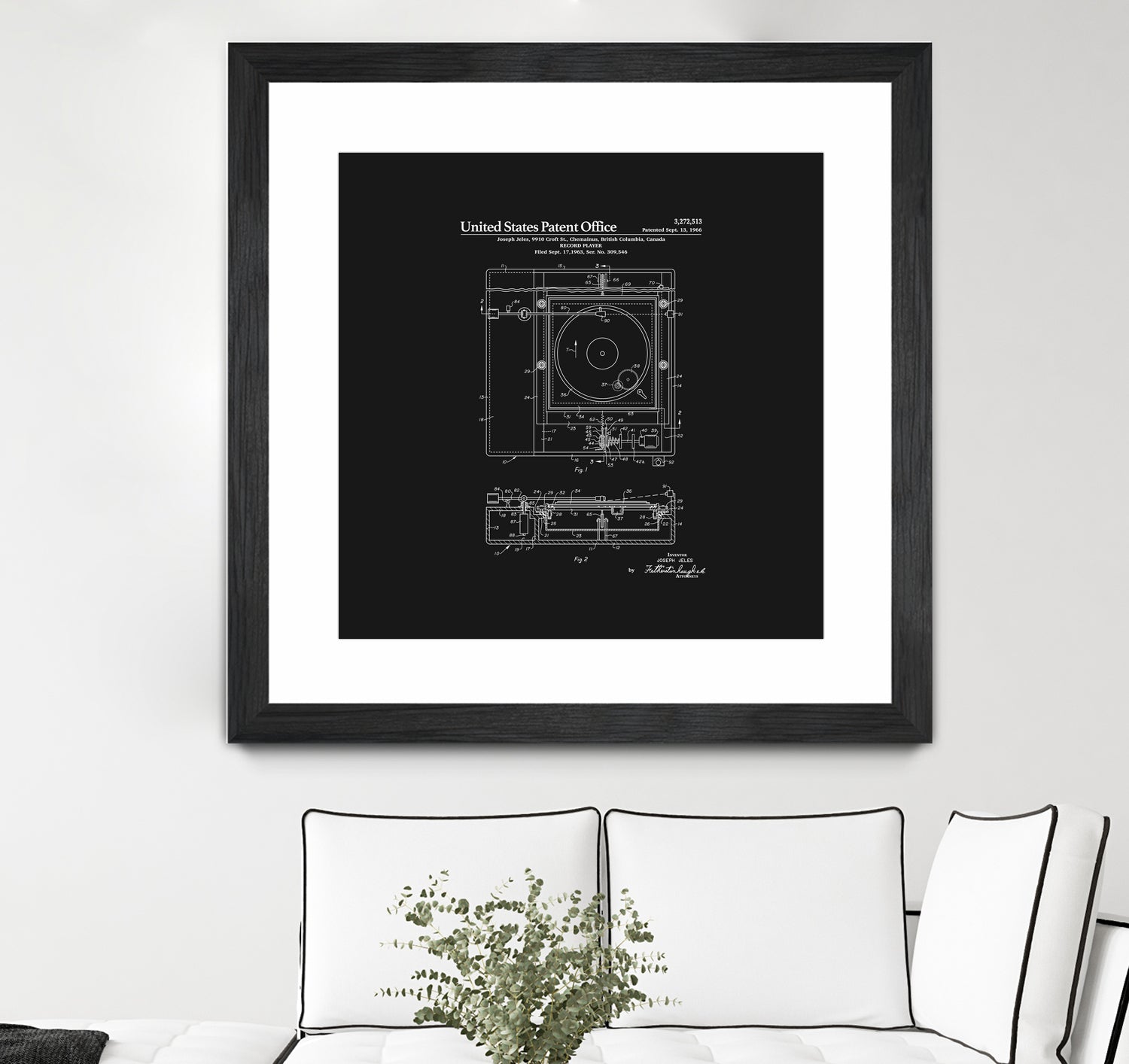 Record Player Patent - Black by Finlay McNevin on GIANT ART - black typography