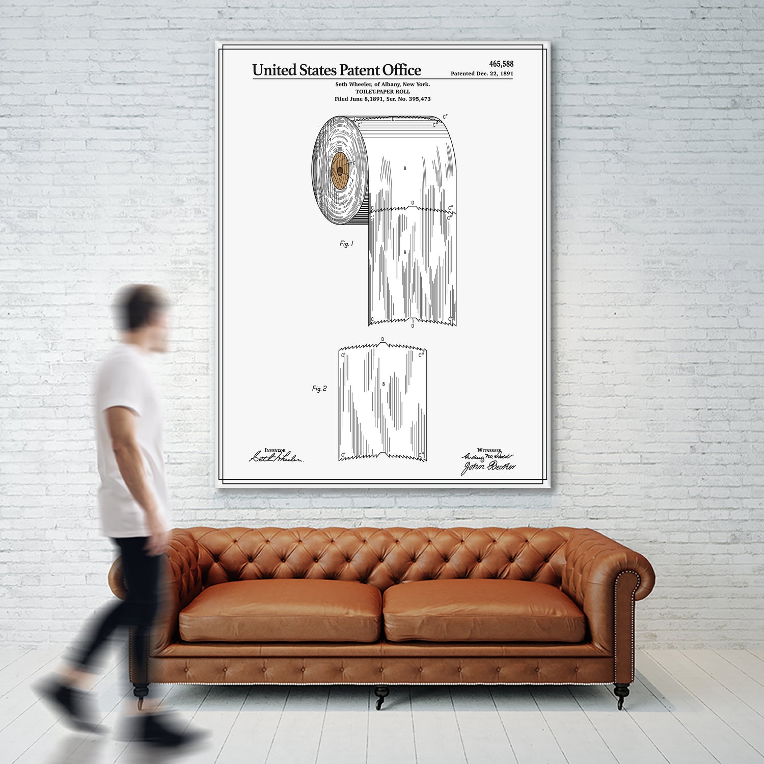 Toilet Paper Roll Patent by Finlay McNevin on GIANT ART - white typography