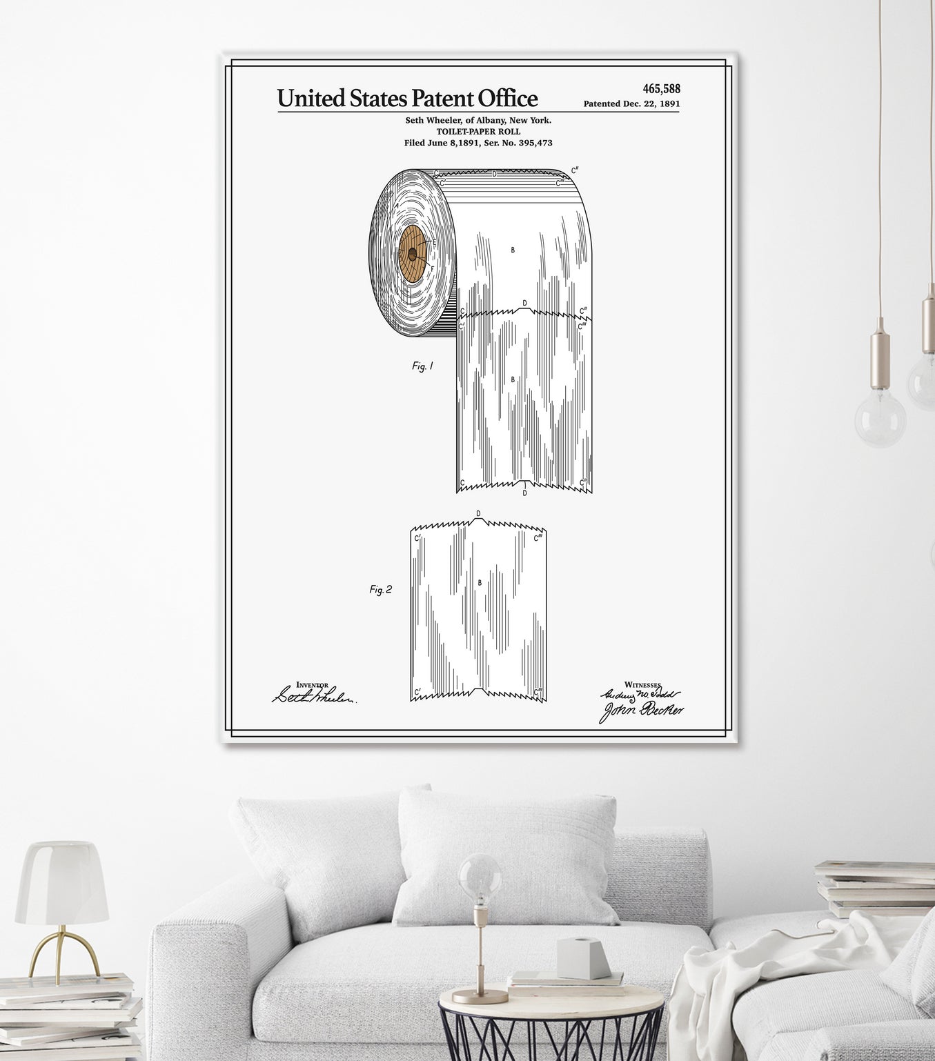 Toilet Paper Roll Patent by Finlay McNevin on GIANT ART - white typography