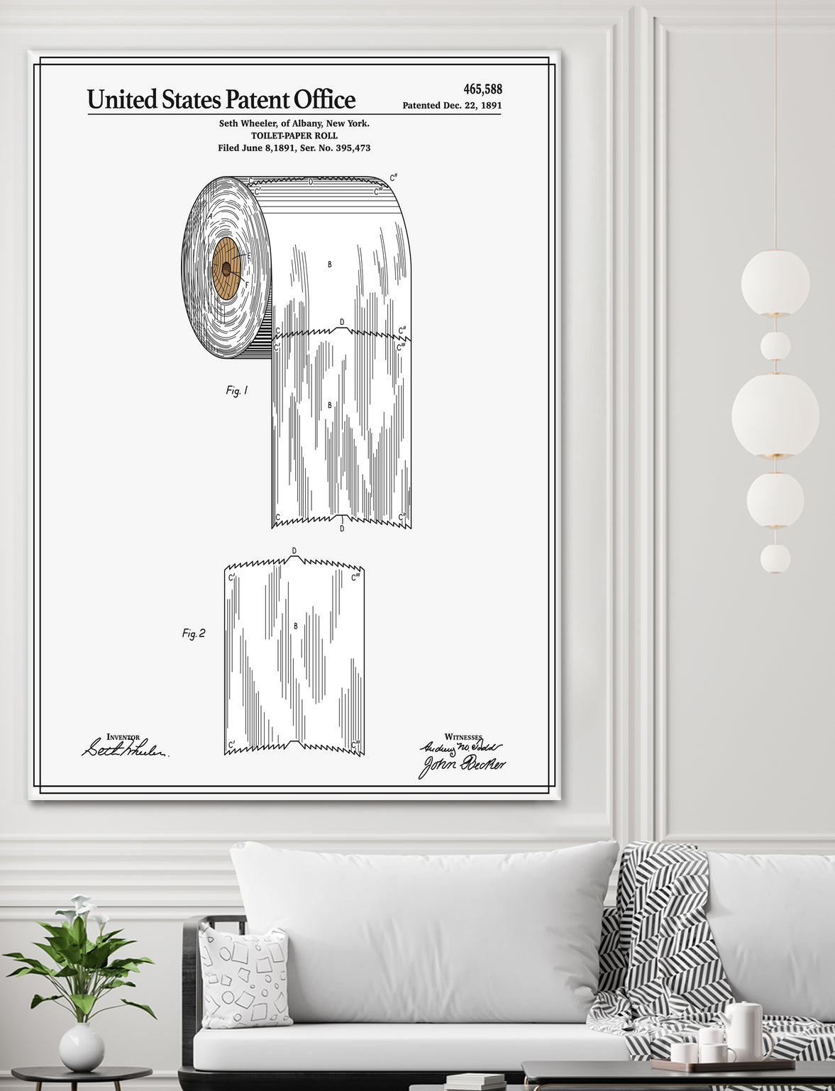 Toilet Paper Roll Patent by Finlay McNevin on GIANT ART - white typography