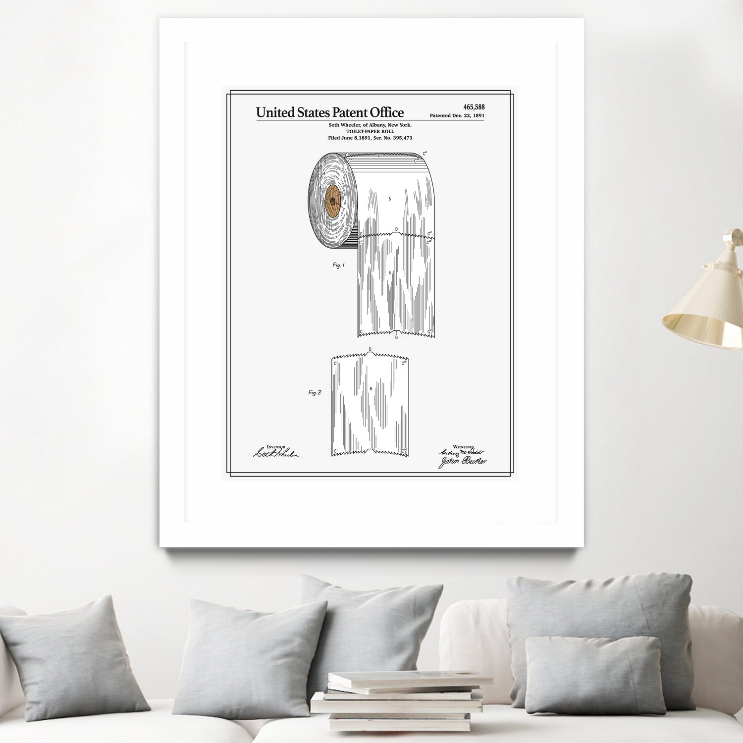 Toilet Paper Roll Patent by Finlay McNevin on GIANT ART - white typography