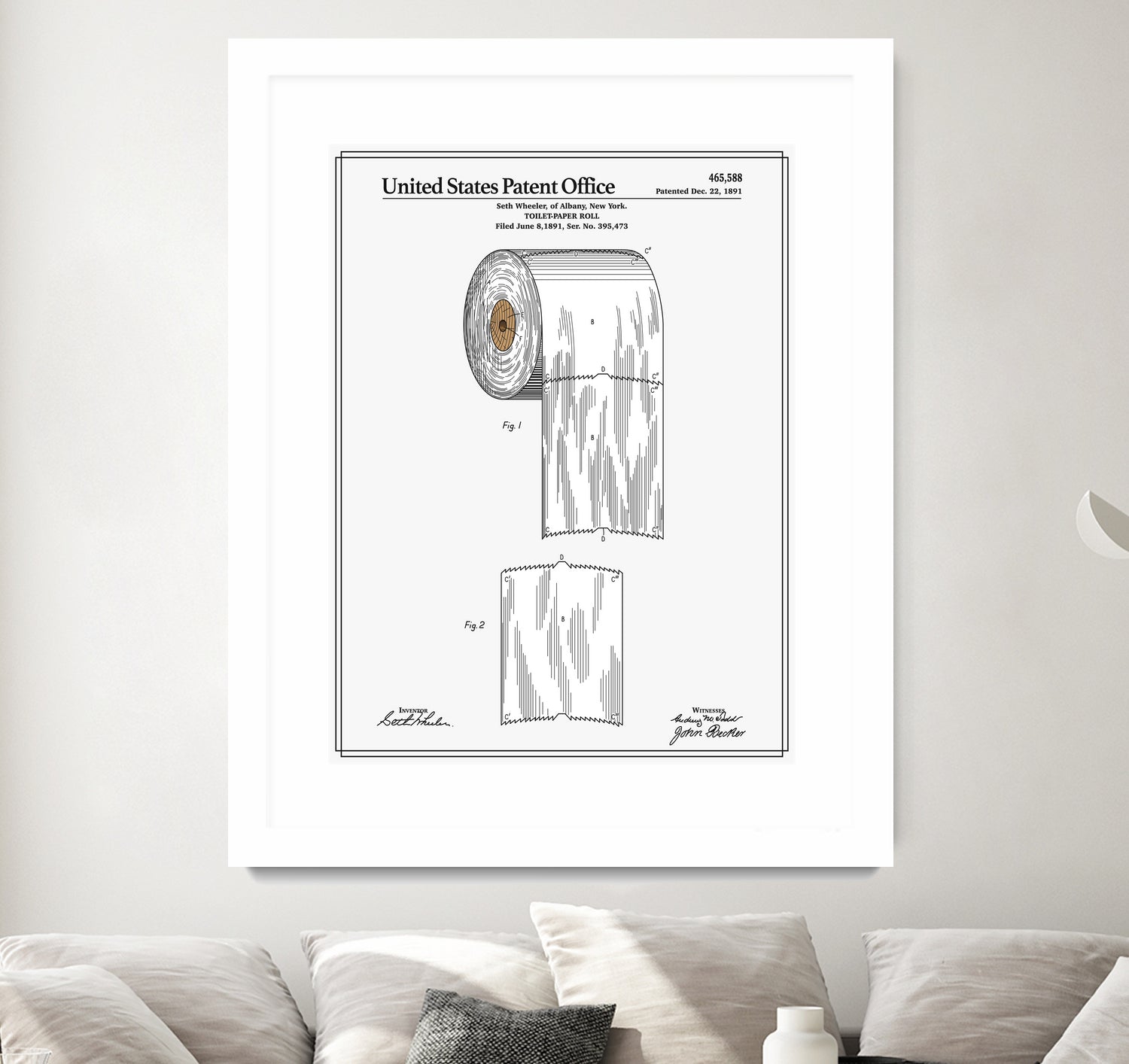 Toilet Paper Roll Patent by Finlay McNevin on GIANT ART - white typography