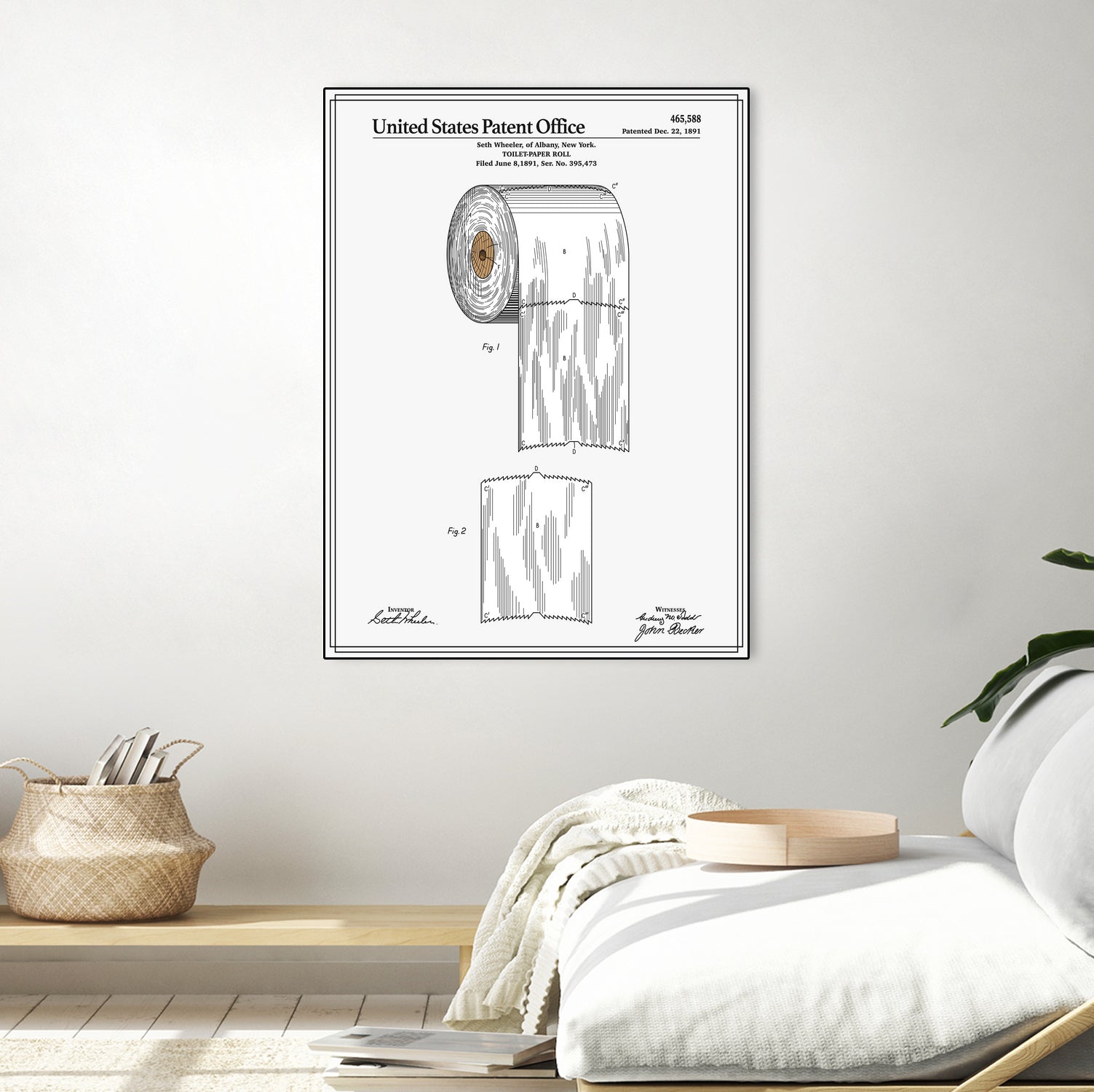 Toilet Paper Roll Patent by Finlay McNevin on GIANT ART - white typography