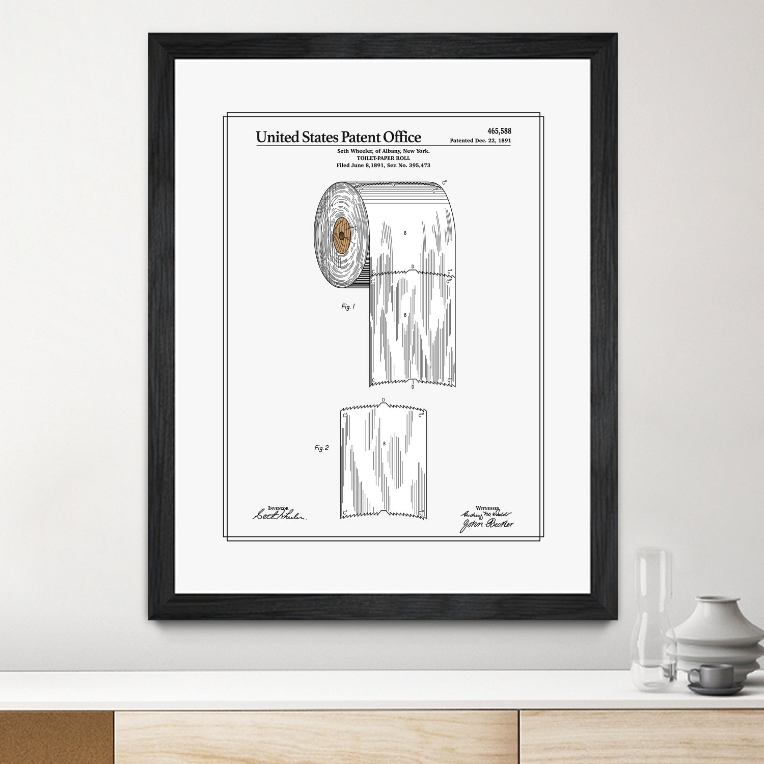 Toilet Paper Roll Patent by Finlay McNevin on GIANT ART - white typography