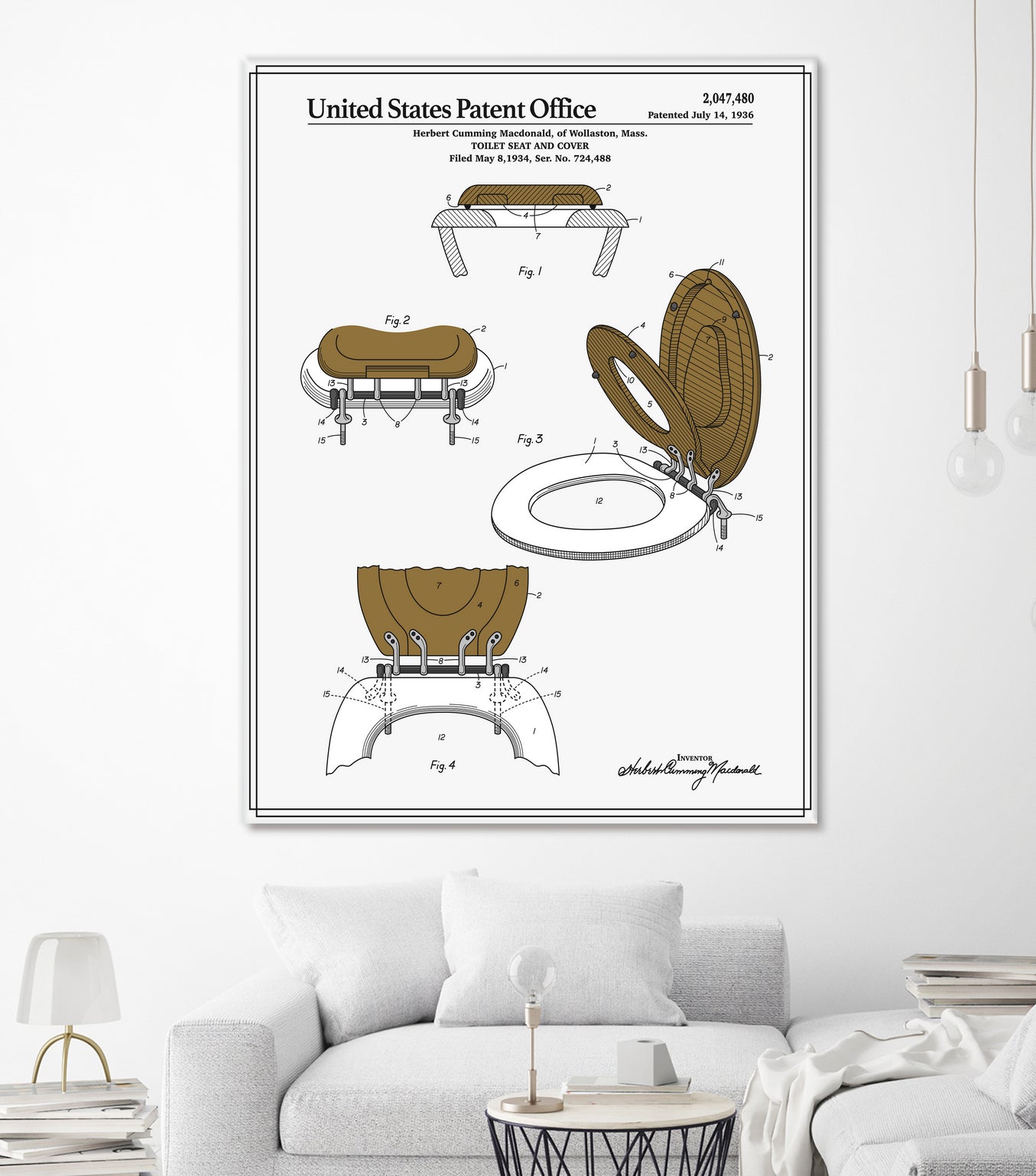 Toilet Seat and Cover Patent by Finlay McNevin on GIANT ART - white typography