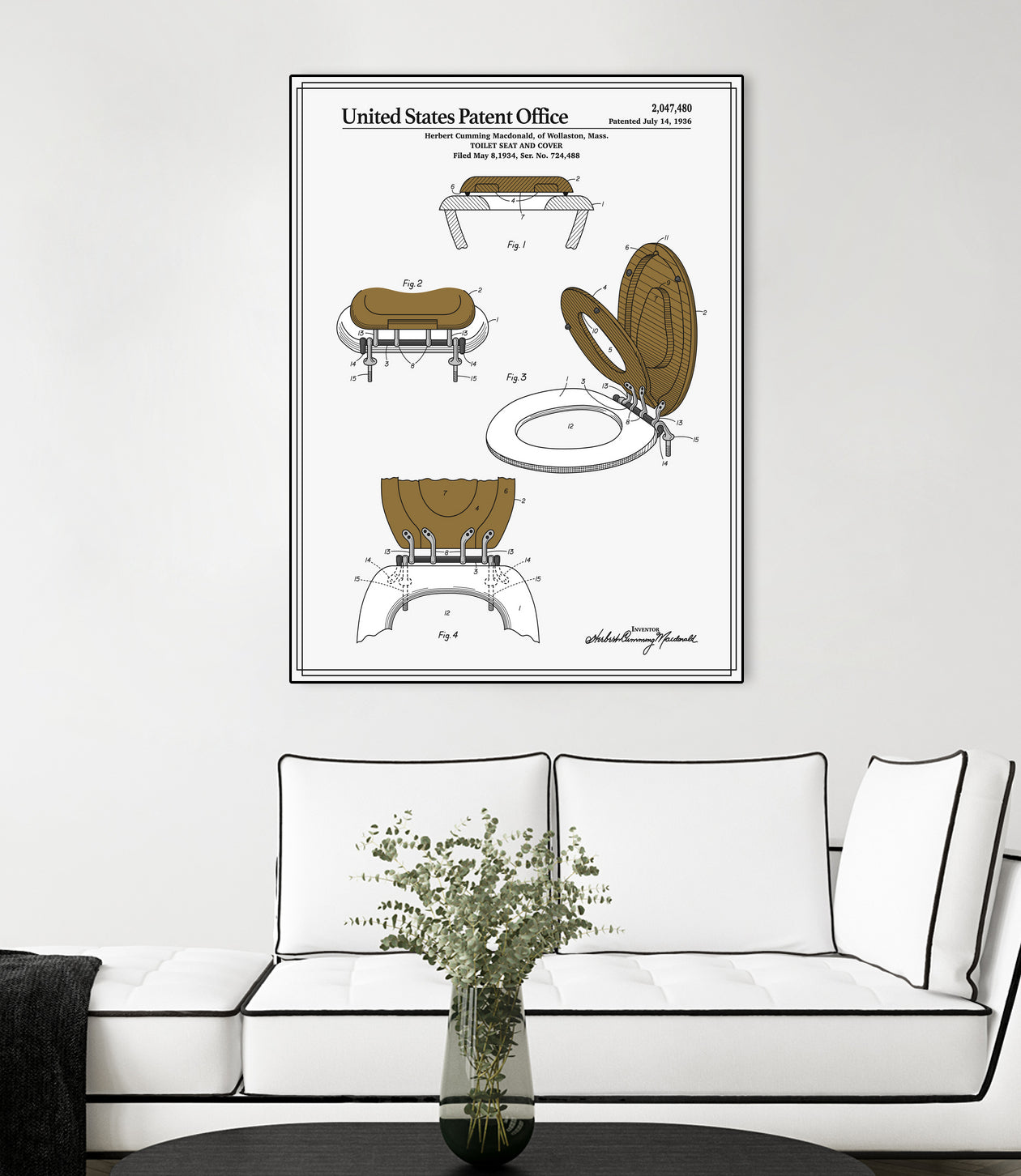 Toilet Seat and Cover Patent by Finlay McNevin on GIANT ART - white typography