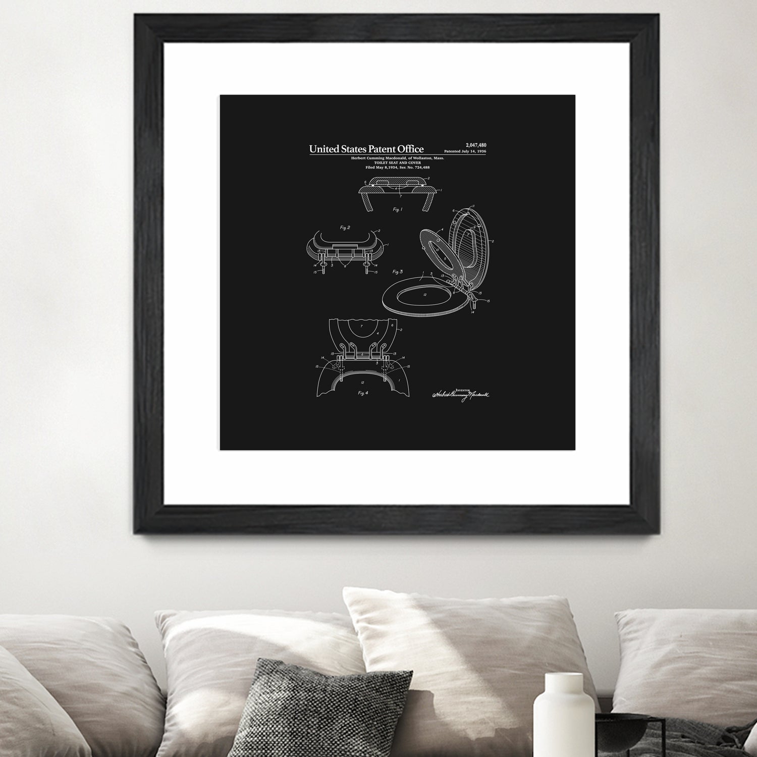 Toilet Seat and Cover Patent - Black by Finlay McNevin on GIANT ART - black typography