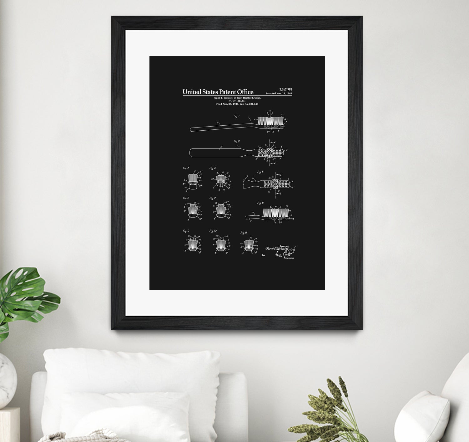 Toothbrush Patent - Black by Finlay McNevin on GIANT ART - black typography