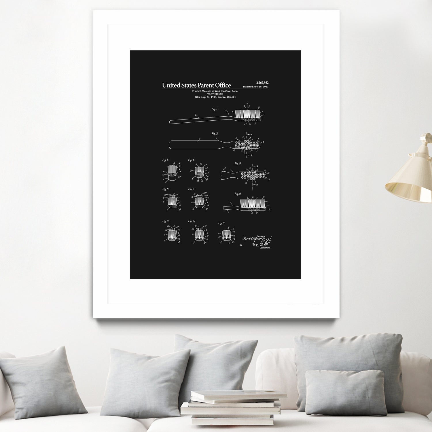 Toothbrush Patent - Black by Finlay McNevin on GIANT ART - black typography