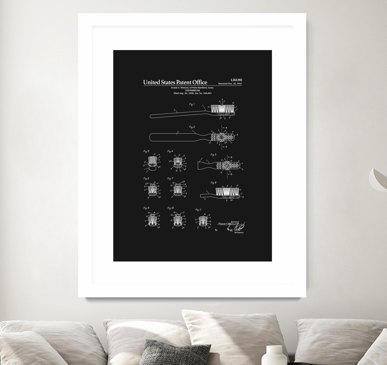 Toothbrush Patent - Black by Finlay McNevin on GIANT ART - black typography