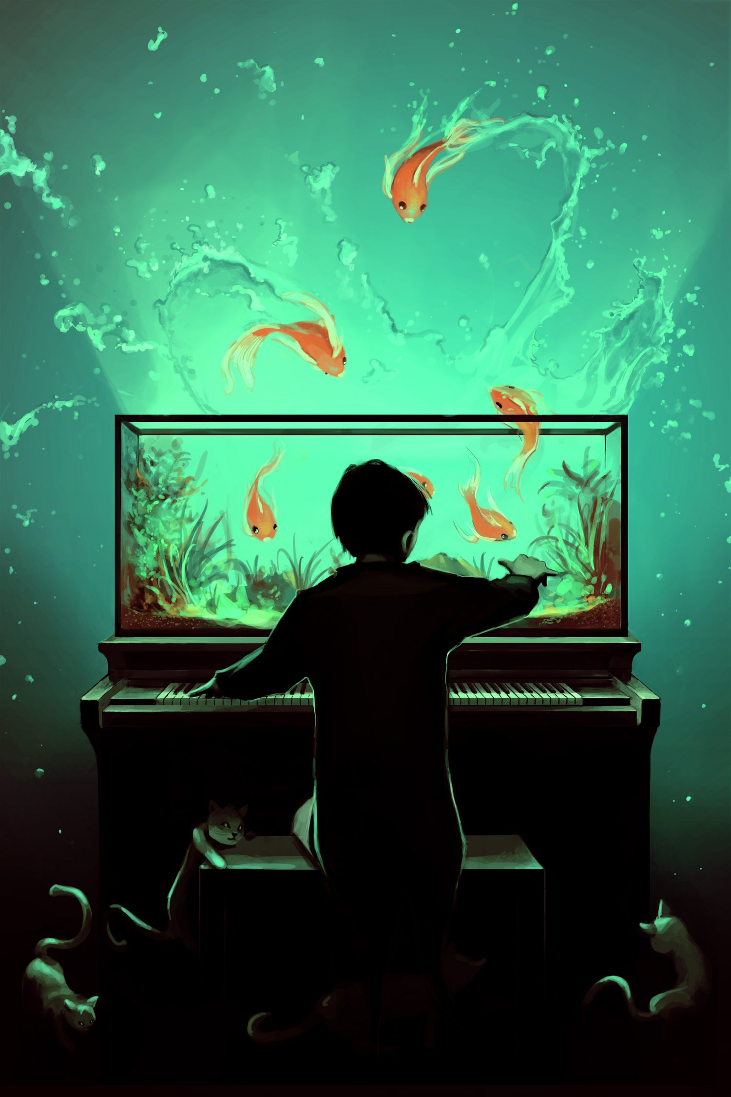 Le Pianoquarium by Cyril Rolando on GIANT ART - green digital painting