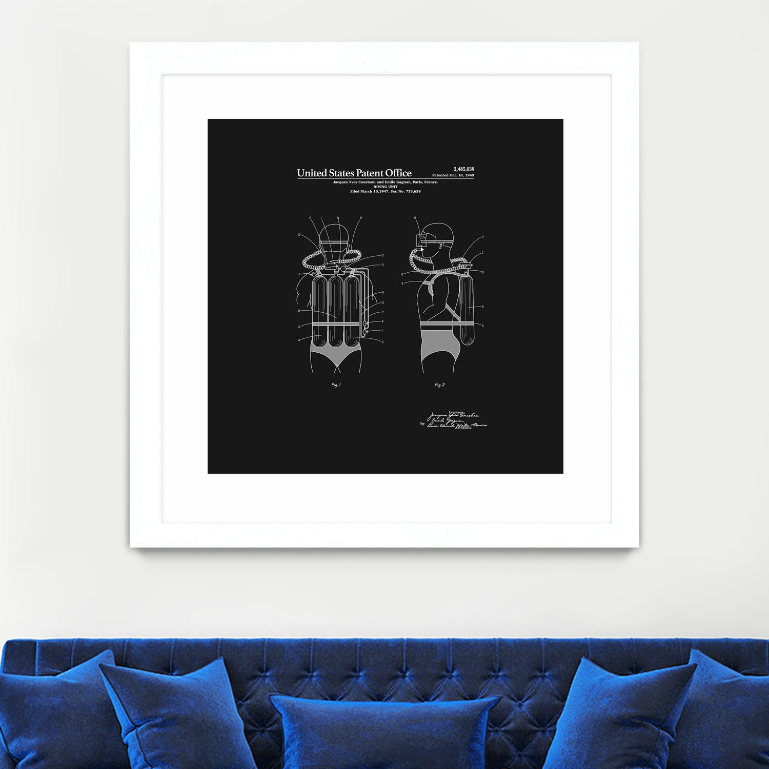 Jacques Cousteau Diving Unit Patent - Black by Finlay McNevin on GIANT ART - black typography