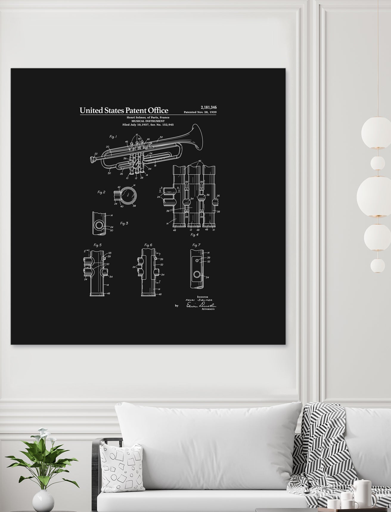 Trumpet Patent - Black by Finlay McNevin on GIANT ART - black typography