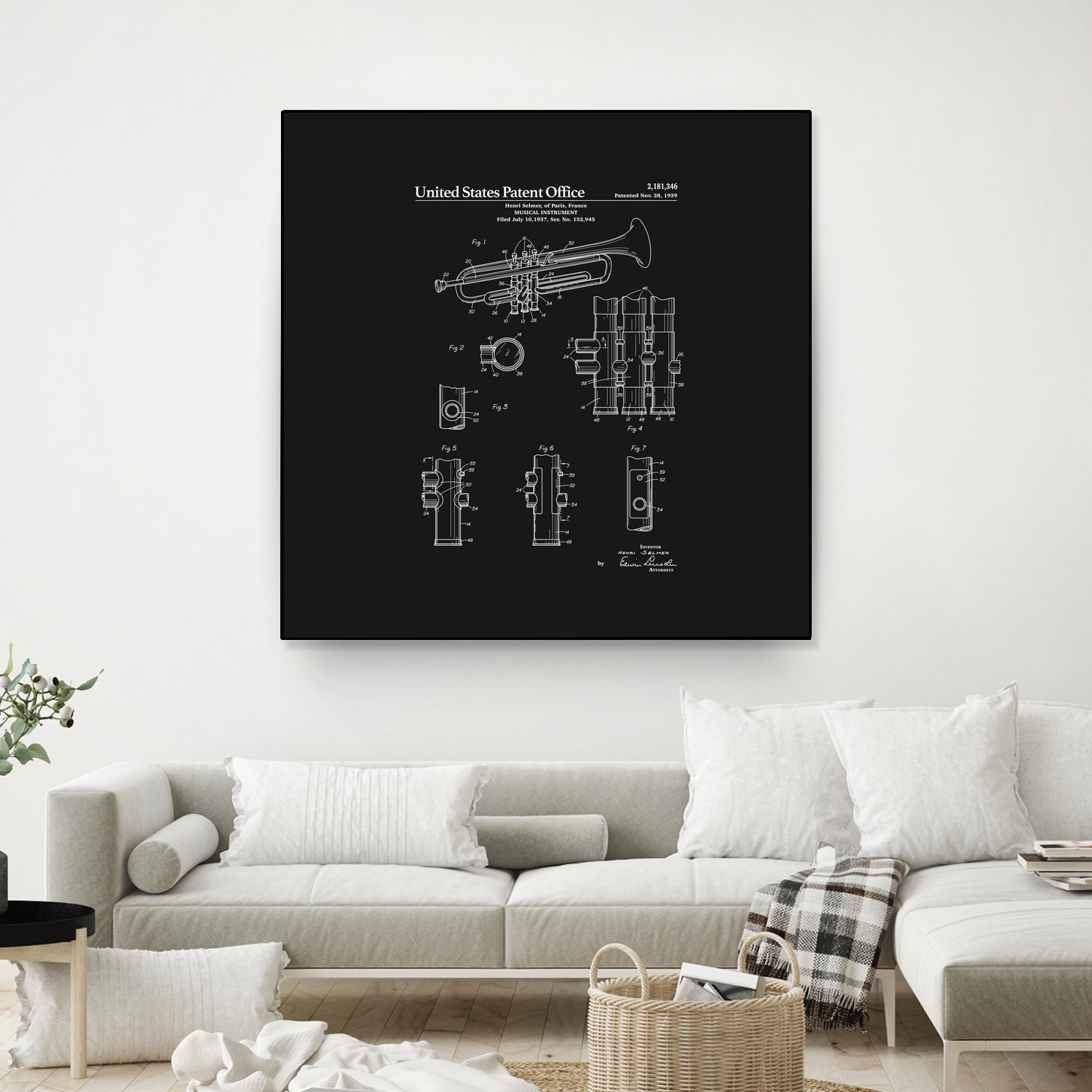 Trumpet Patent - Black by Finlay McNevin on GIANT ART - black typography