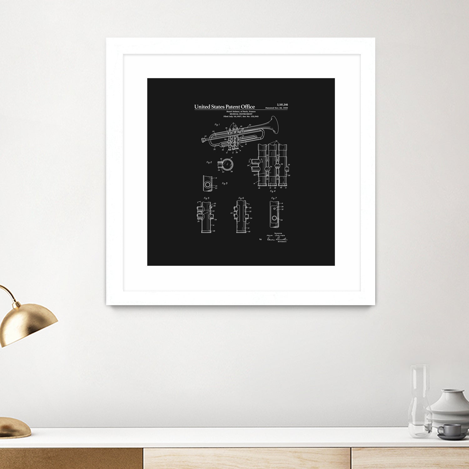 Trumpet Patent - Black by Finlay McNevin on GIANT ART - black typography