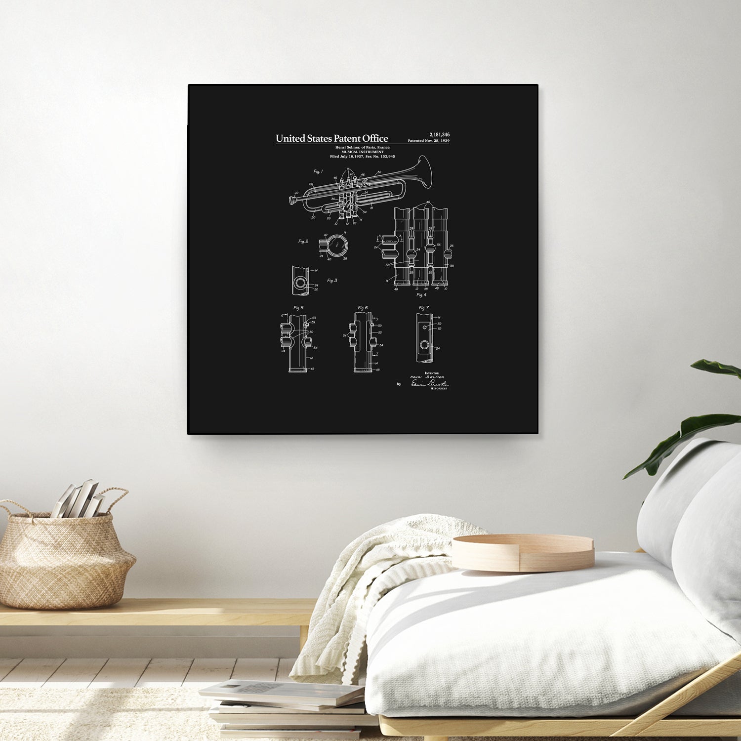 Trumpet Patent - Black by Finlay McNevin on GIANT ART - black typography