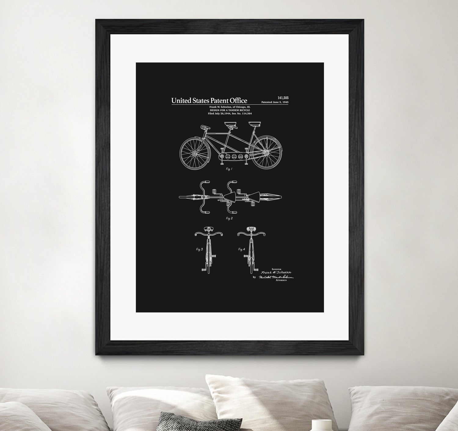 Tandem Bicycle Patent - Black by Finlay McNevin on GIANT ART - black typography