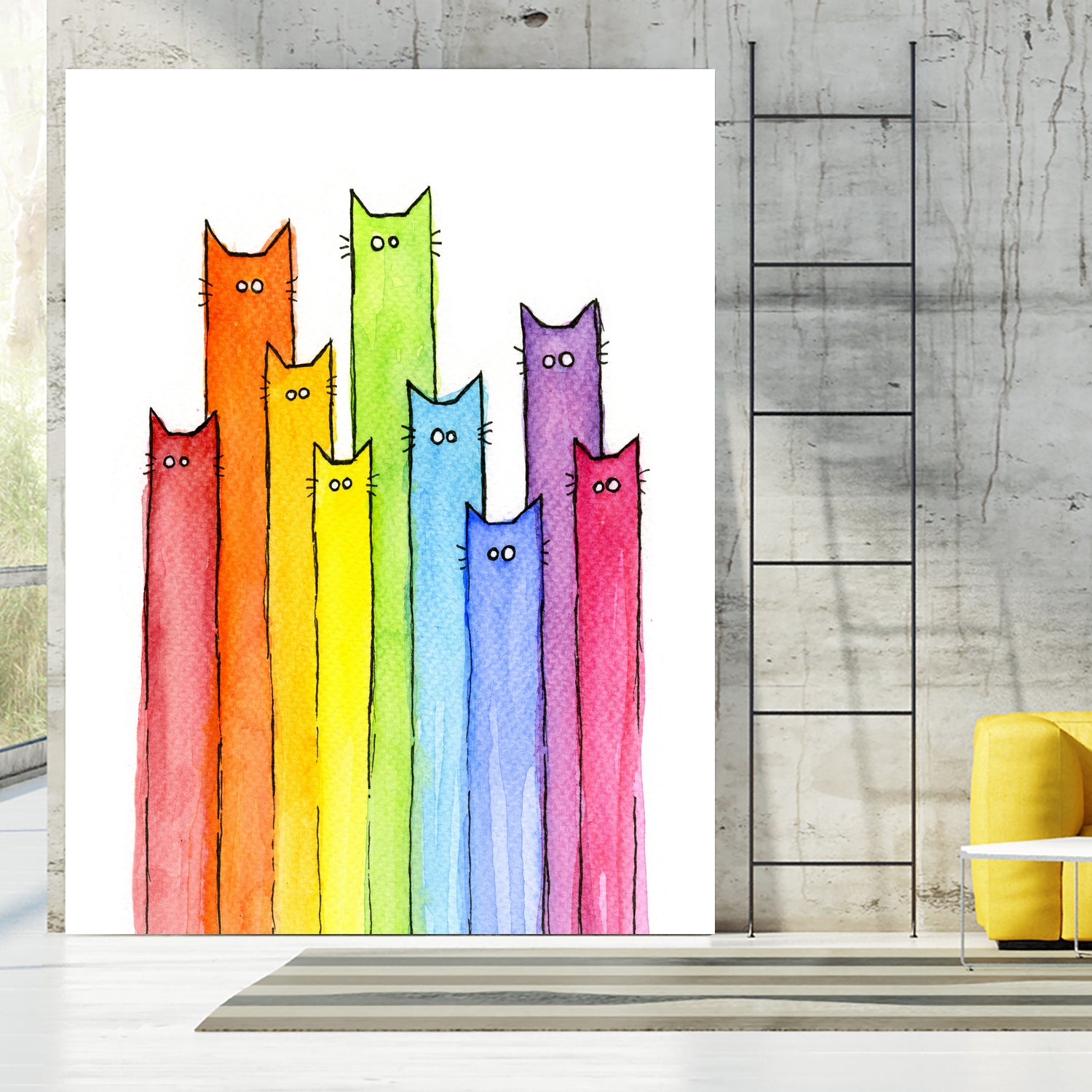 Rainbow of Cats by Olga Shvartsur on GIANT ART - pink mixed media